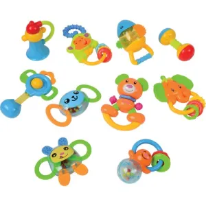 10-Piece Baby Rattle & Teether Toy Set with Giant Coin Bank