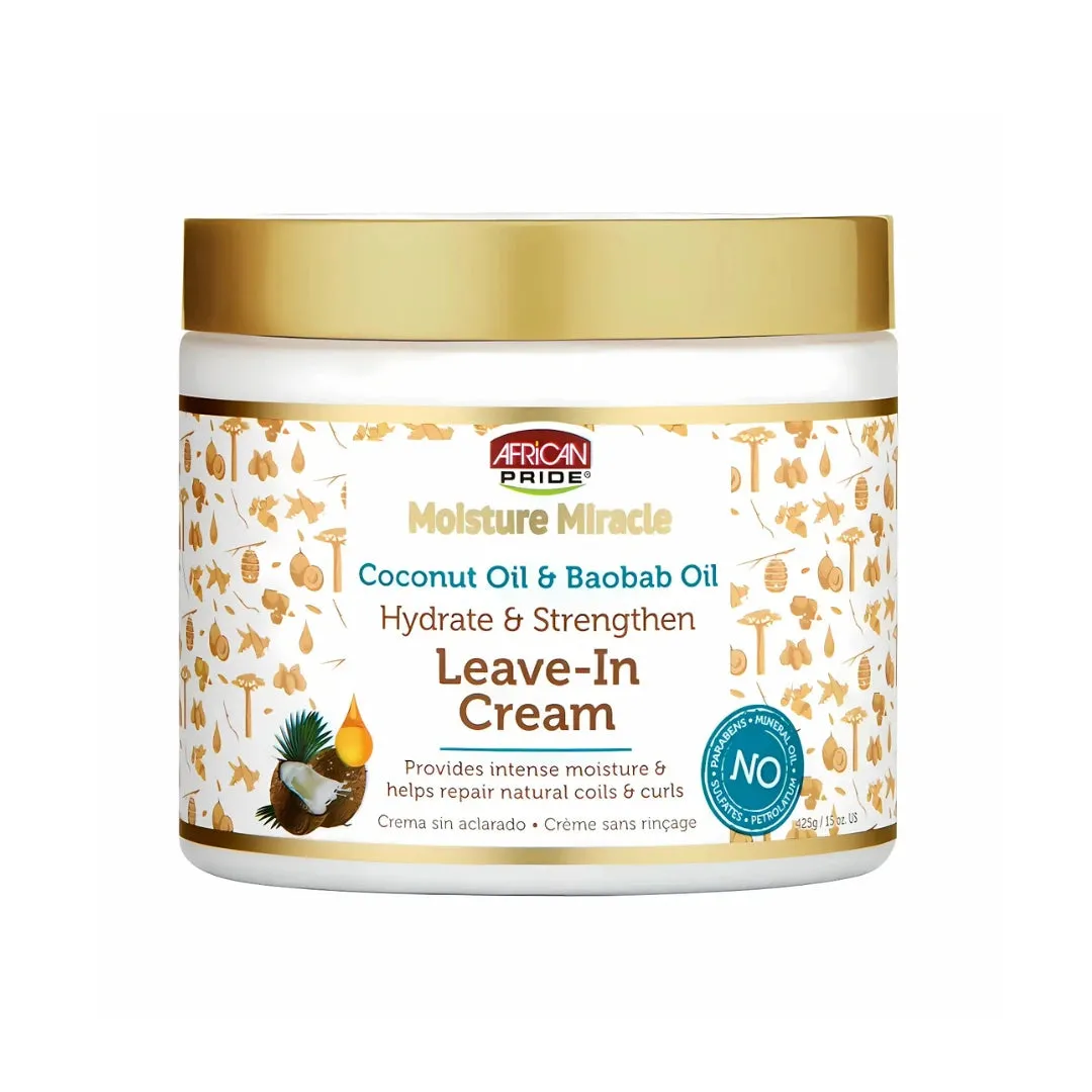 African Pride Moisture Miracle Coconut Oil & Baobab Oil Leave-In Cream - 15 oz