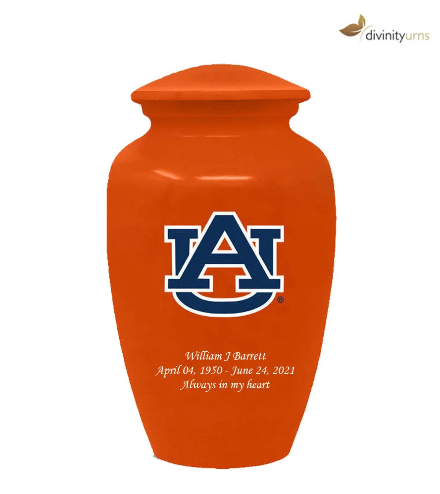 Auburn Tigers Collegiate Football Cremation Urn - Orange