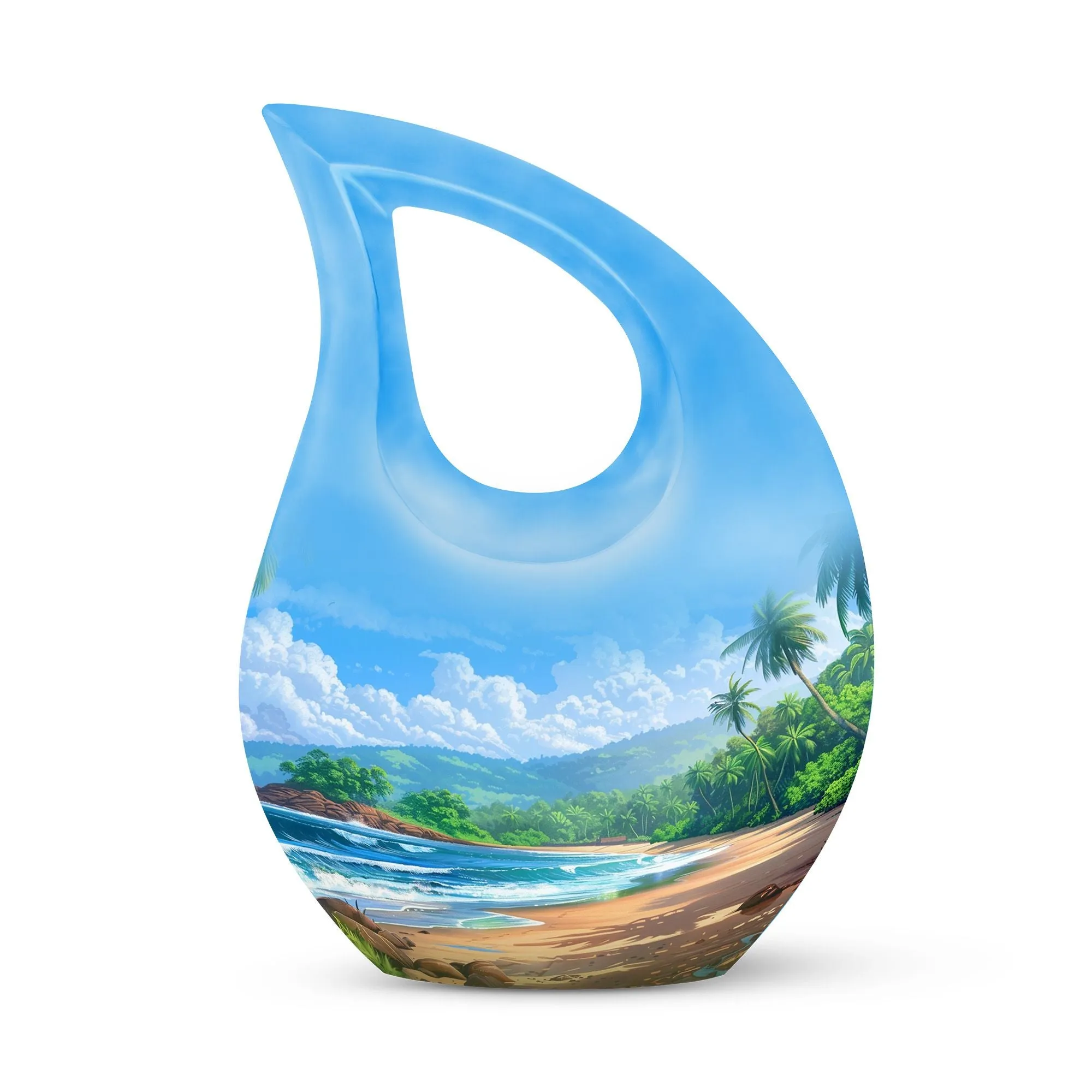 Beach Urn Serenity: Human Memorial Urn with Cross Drop Feature