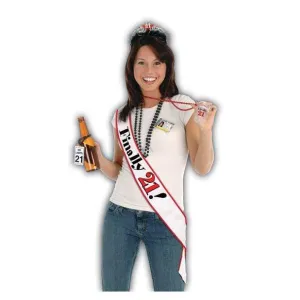 Beistle - Finally 21 Birthday Sash (White)