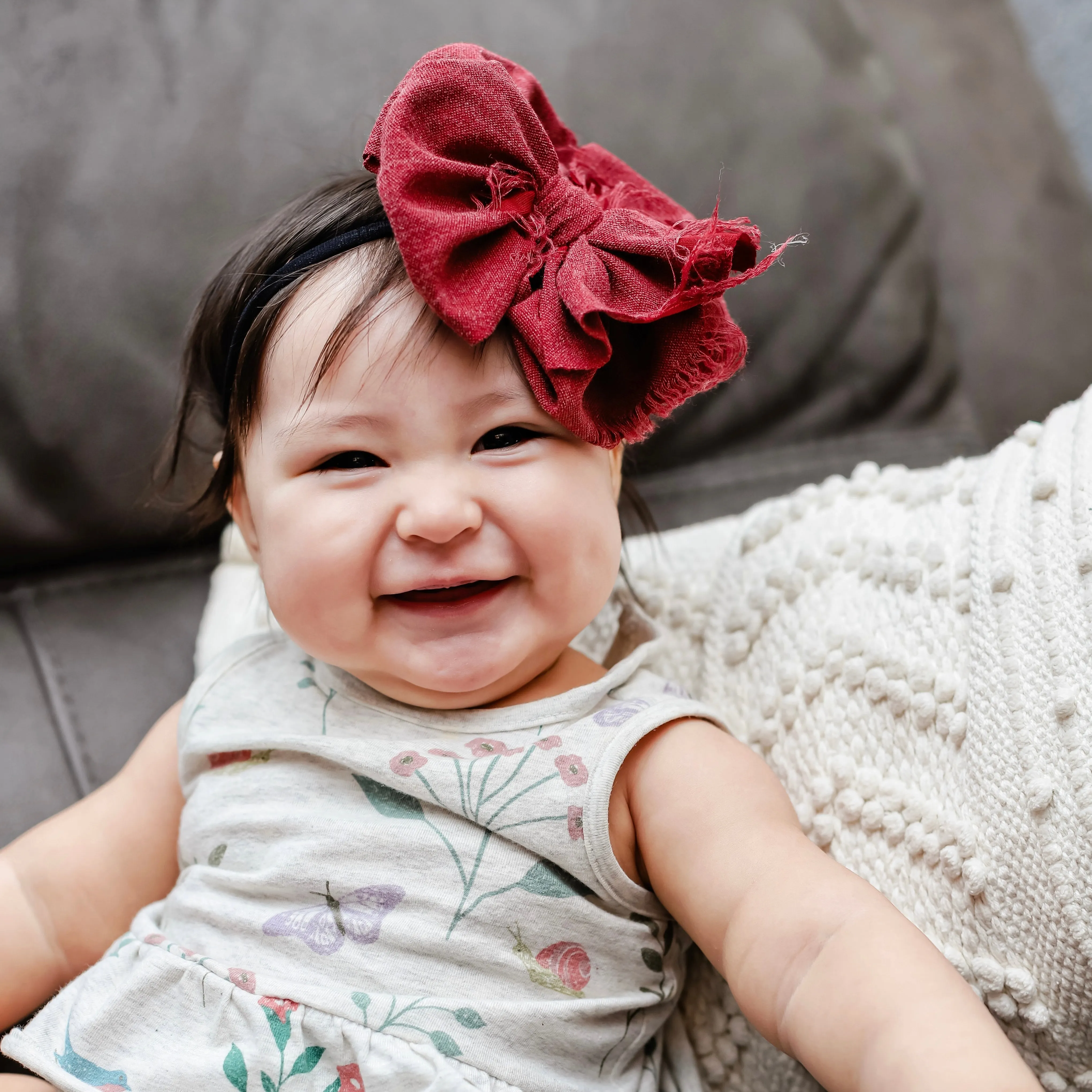 Burgundy Distressed Bow