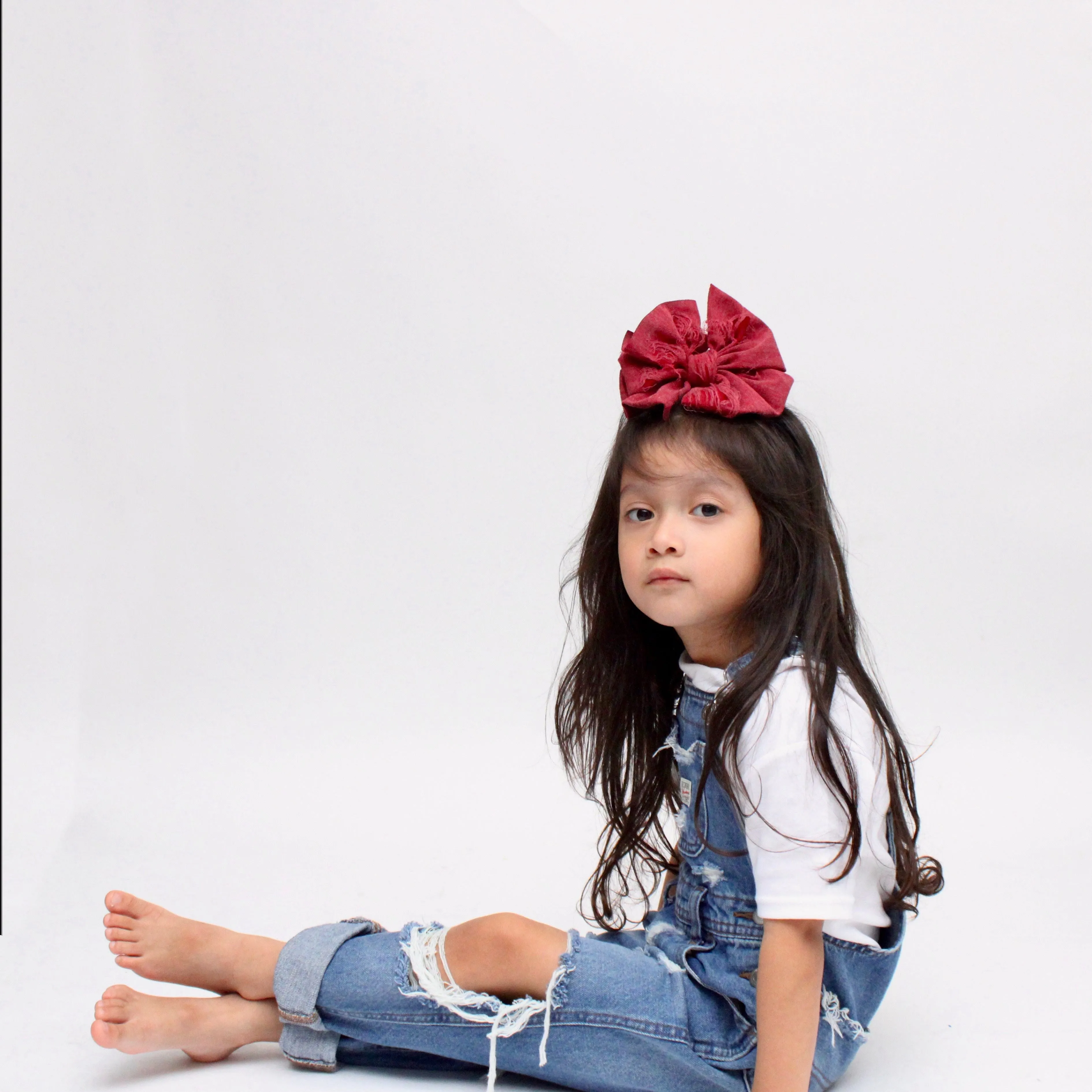Burgundy Distressed Bow