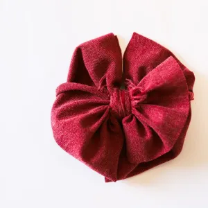 Burgundy Distressed Bow