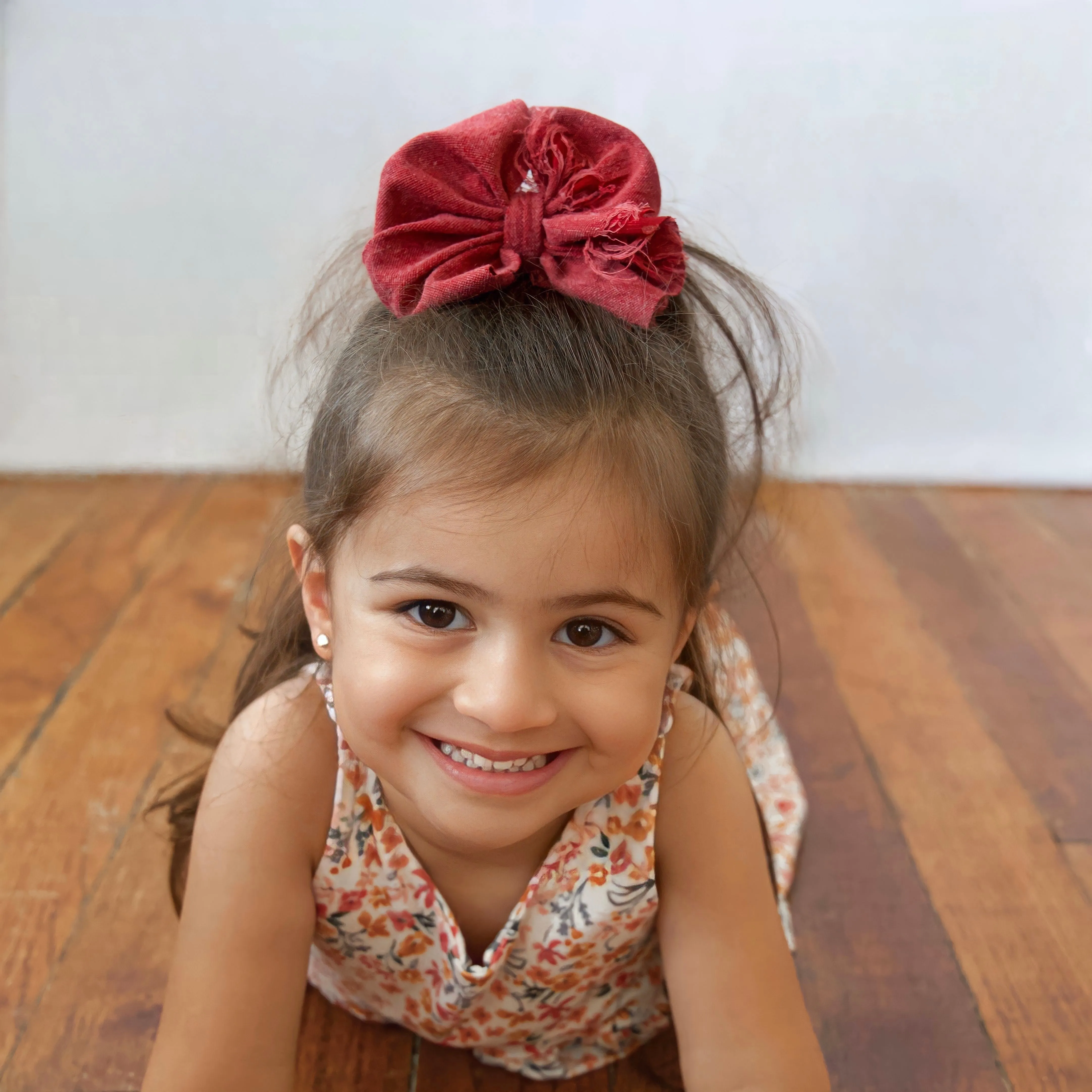 Burgundy Distressed Bow
