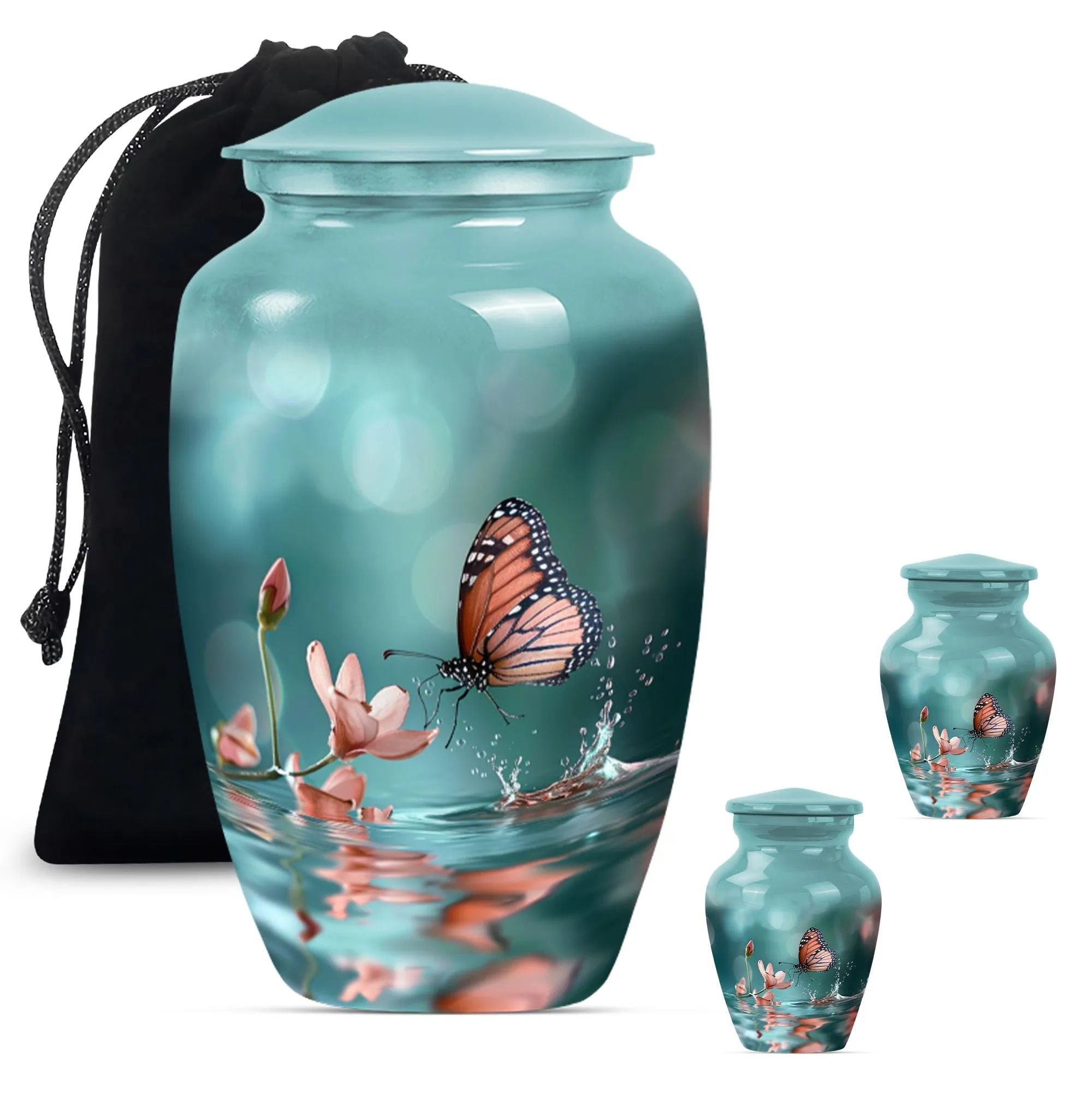 Butterfly Harmony in Purple Meadow: A Classic Cremation Urn