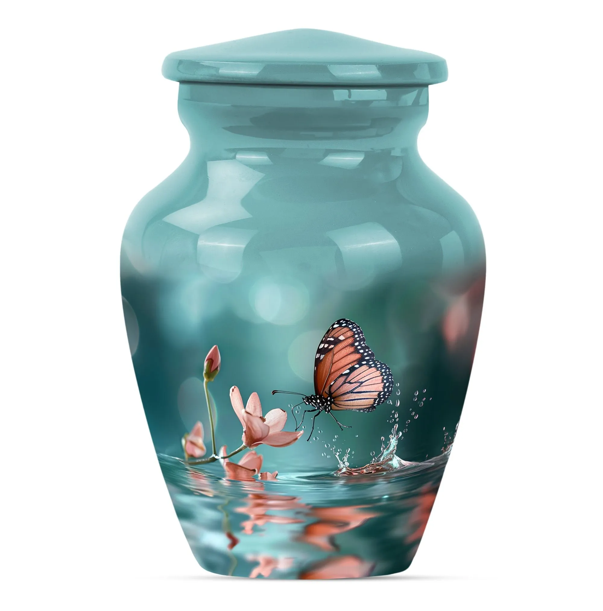 Butterfly Harmony in Purple Meadow: A Classic Cremation Urn
