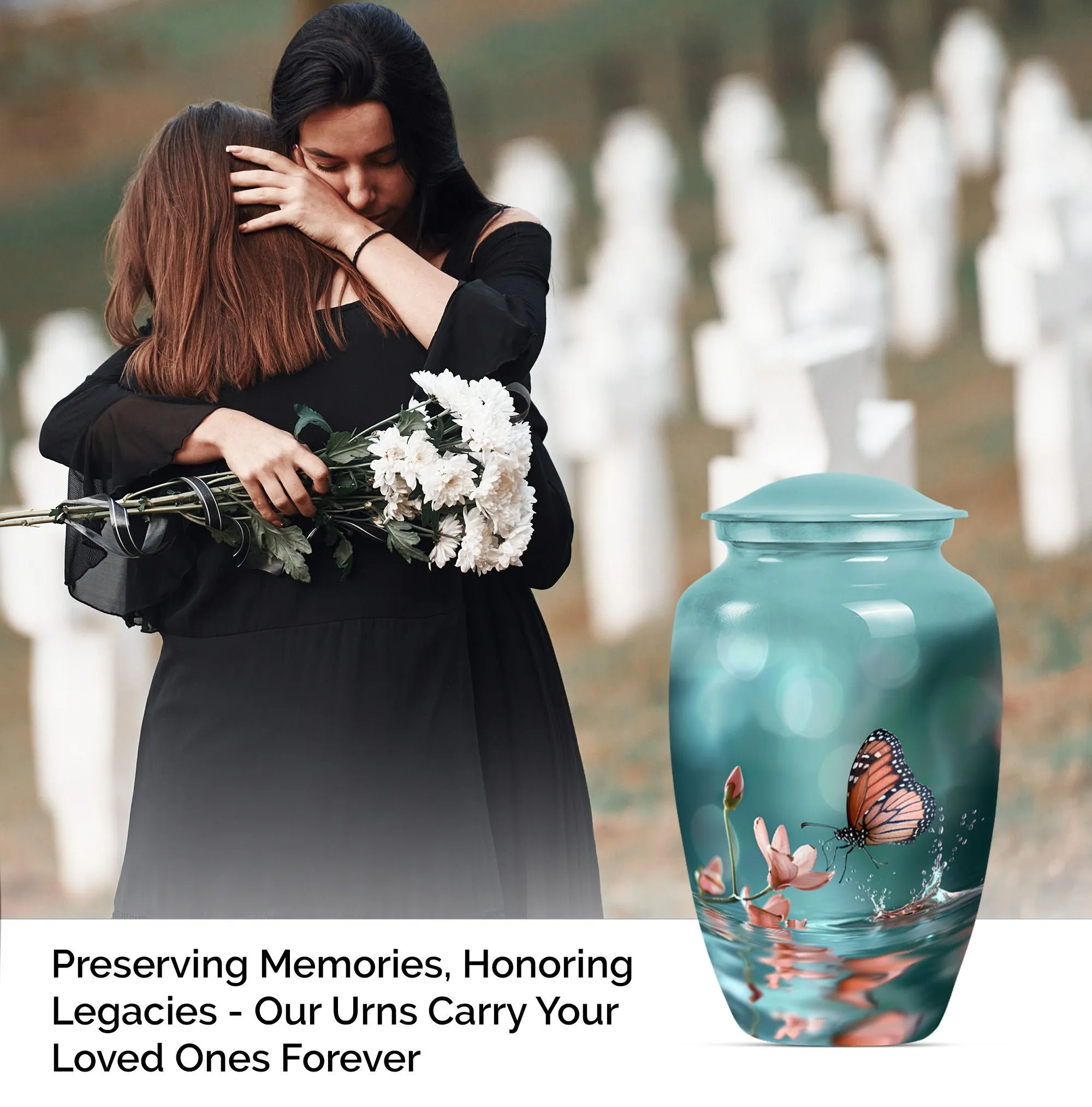 Butterfly Harmony in Purple Meadow: A Classic Cremation Urn