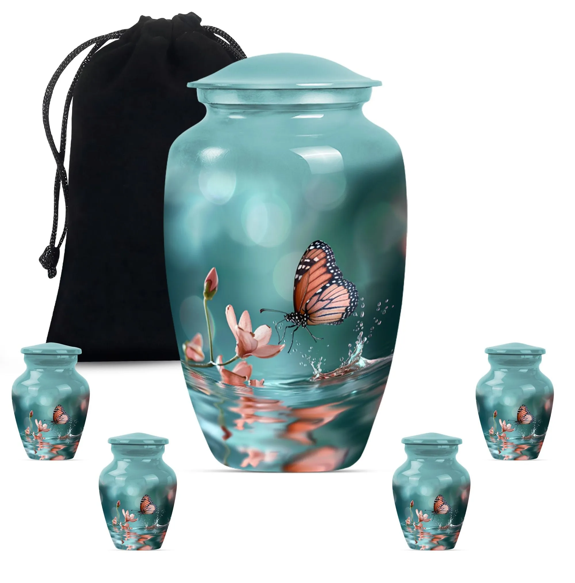 Butterfly Harmony in Purple Meadow: A Classic Cremation Urn