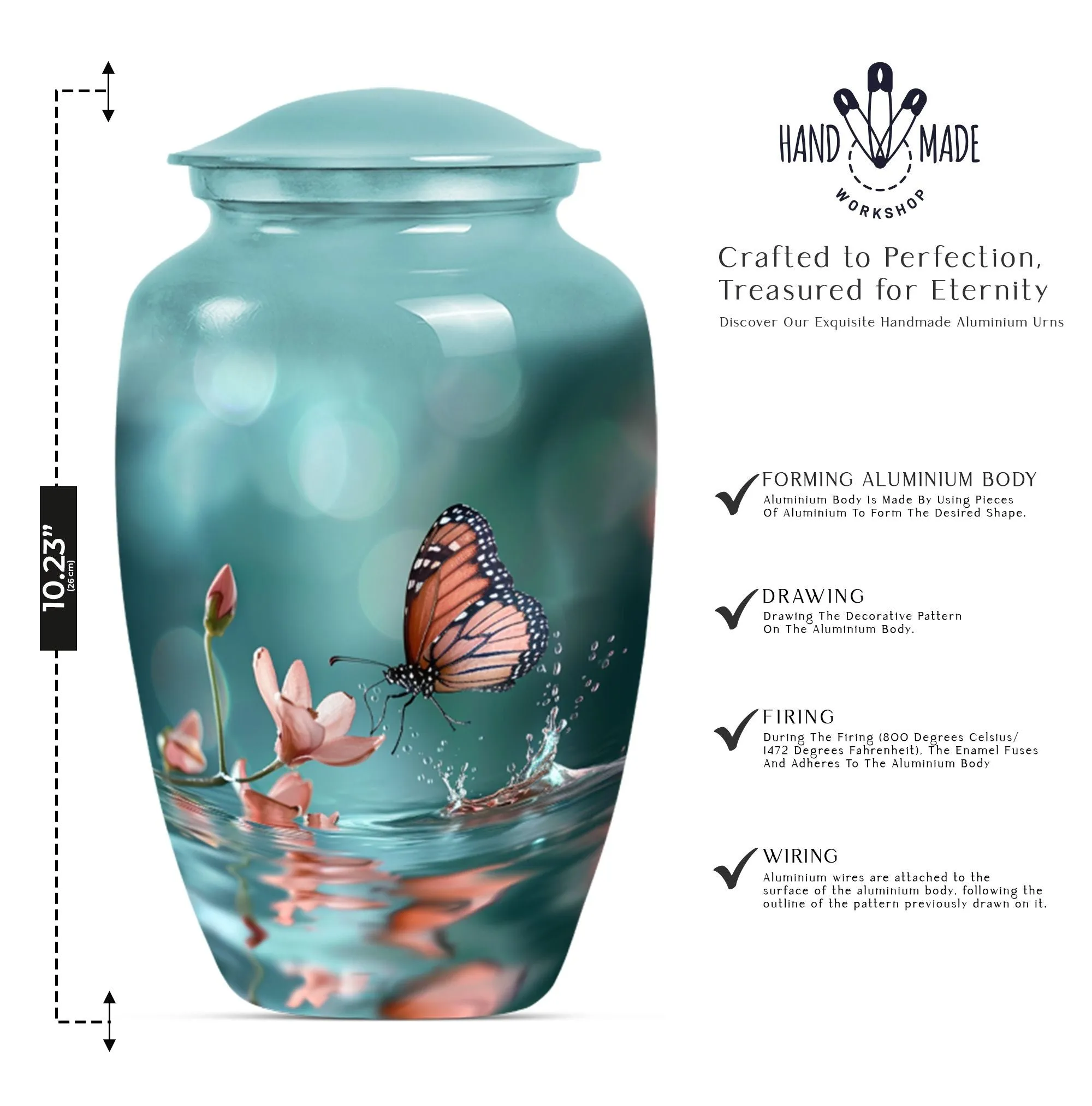Butterfly Harmony in Purple Meadow: A Classic Cremation Urn
