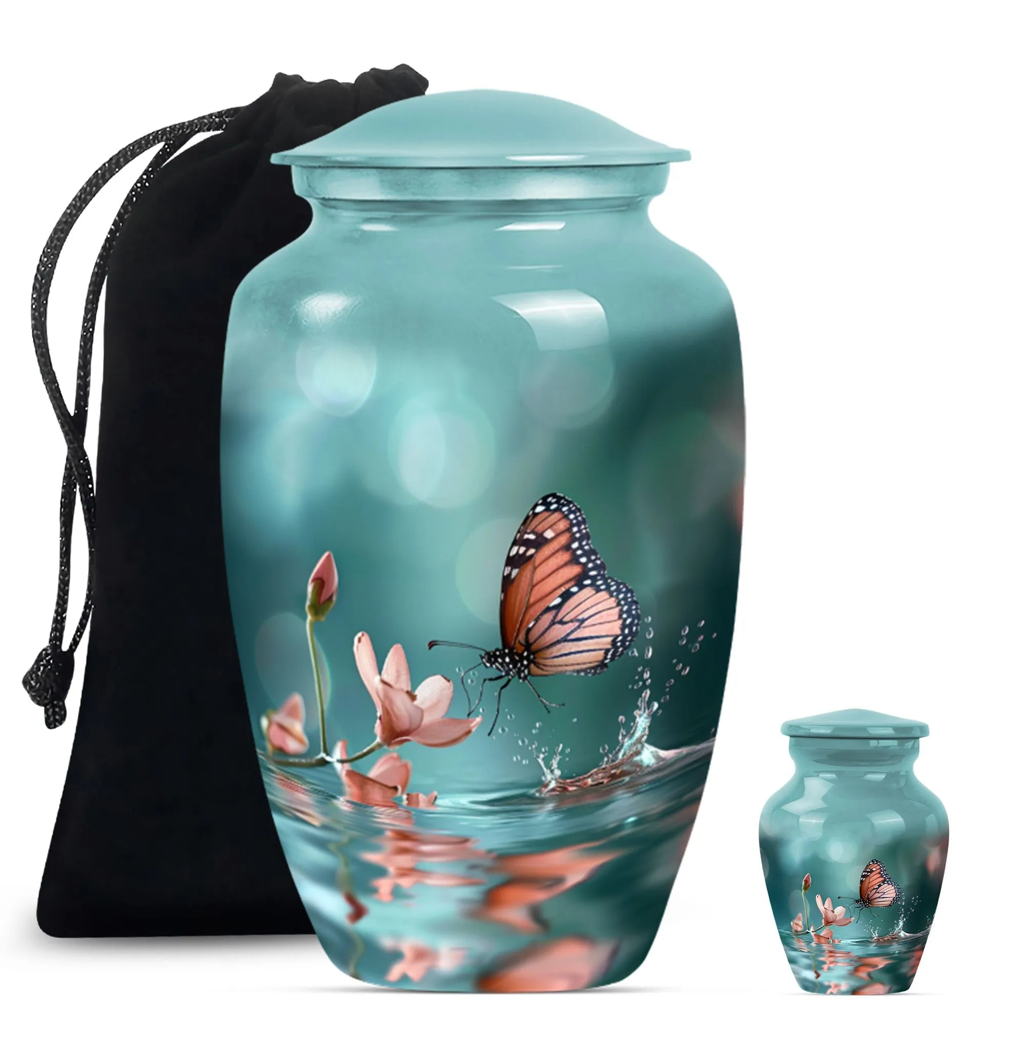 Butterfly Harmony in Purple Meadow: A Classic Cremation Urn