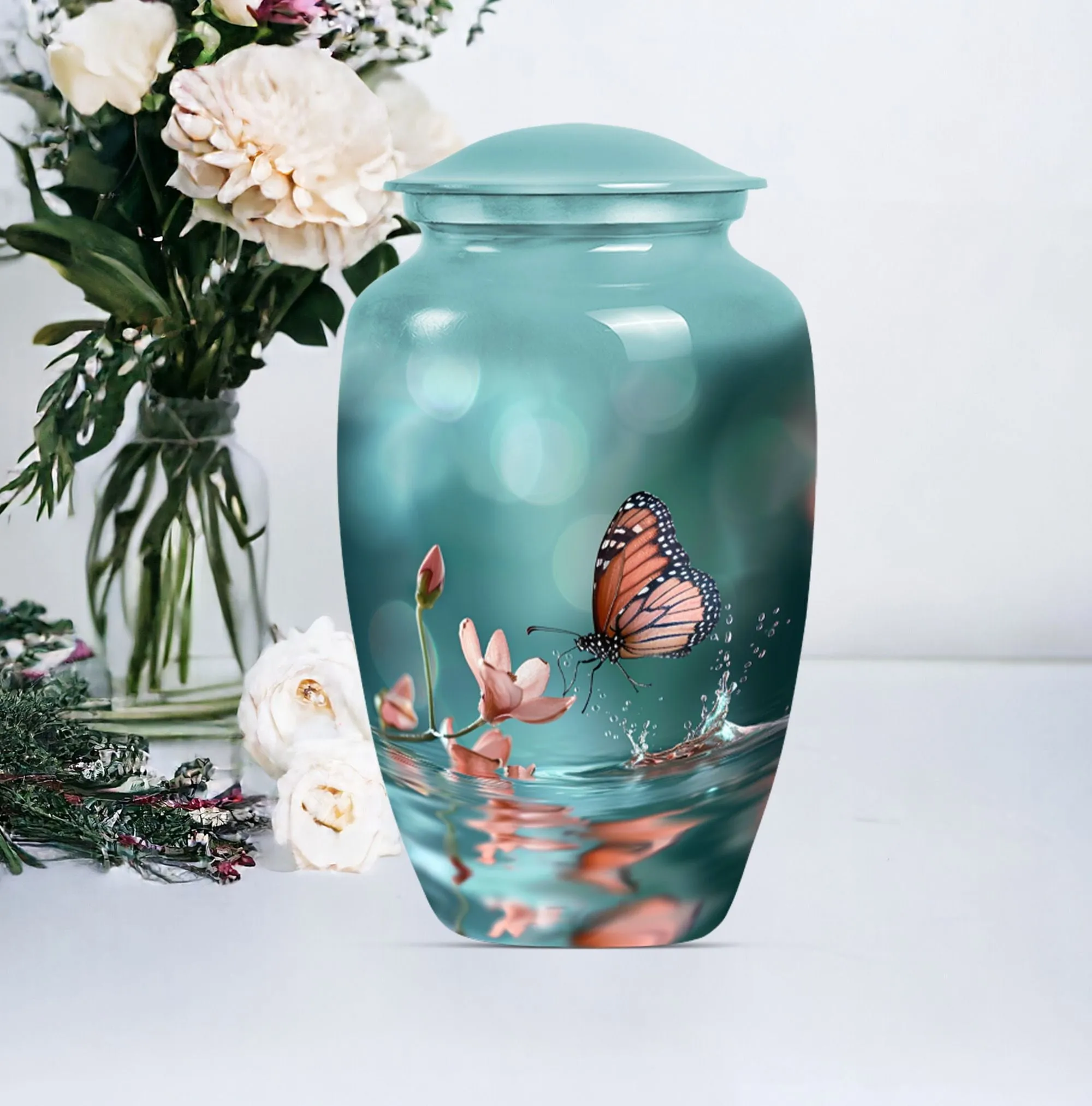 Butterfly Harmony in Purple Meadow: A Classic Cremation Urn