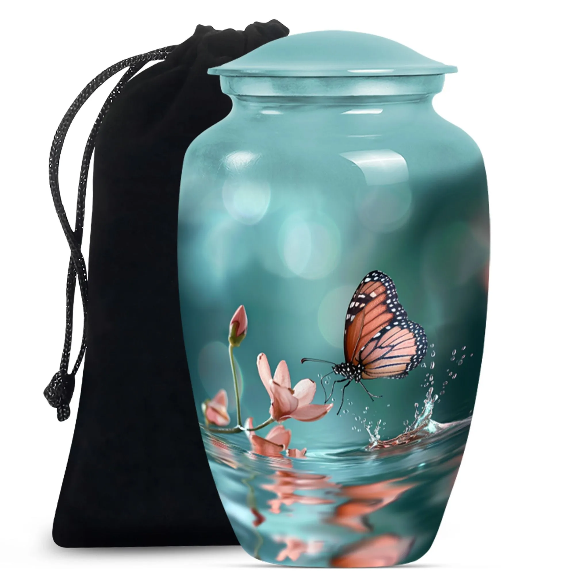 Butterfly Harmony in Purple Meadow: A Classic Cremation Urn