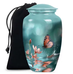 Butterfly Harmony in Purple Meadow: A Classic Cremation Urn