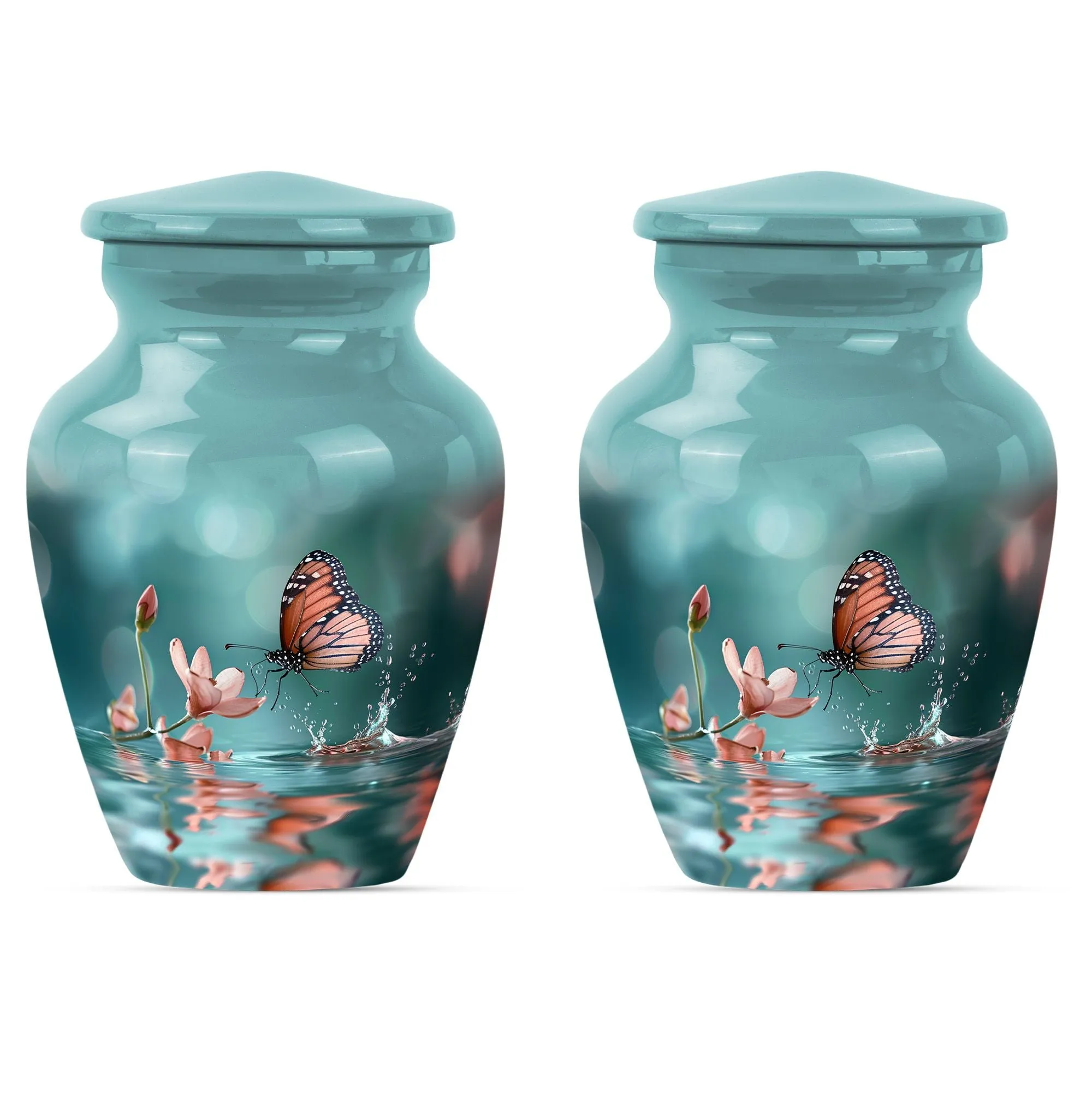 Butterfly Harmony in Purple Meadow: A Classic Cremation Urn