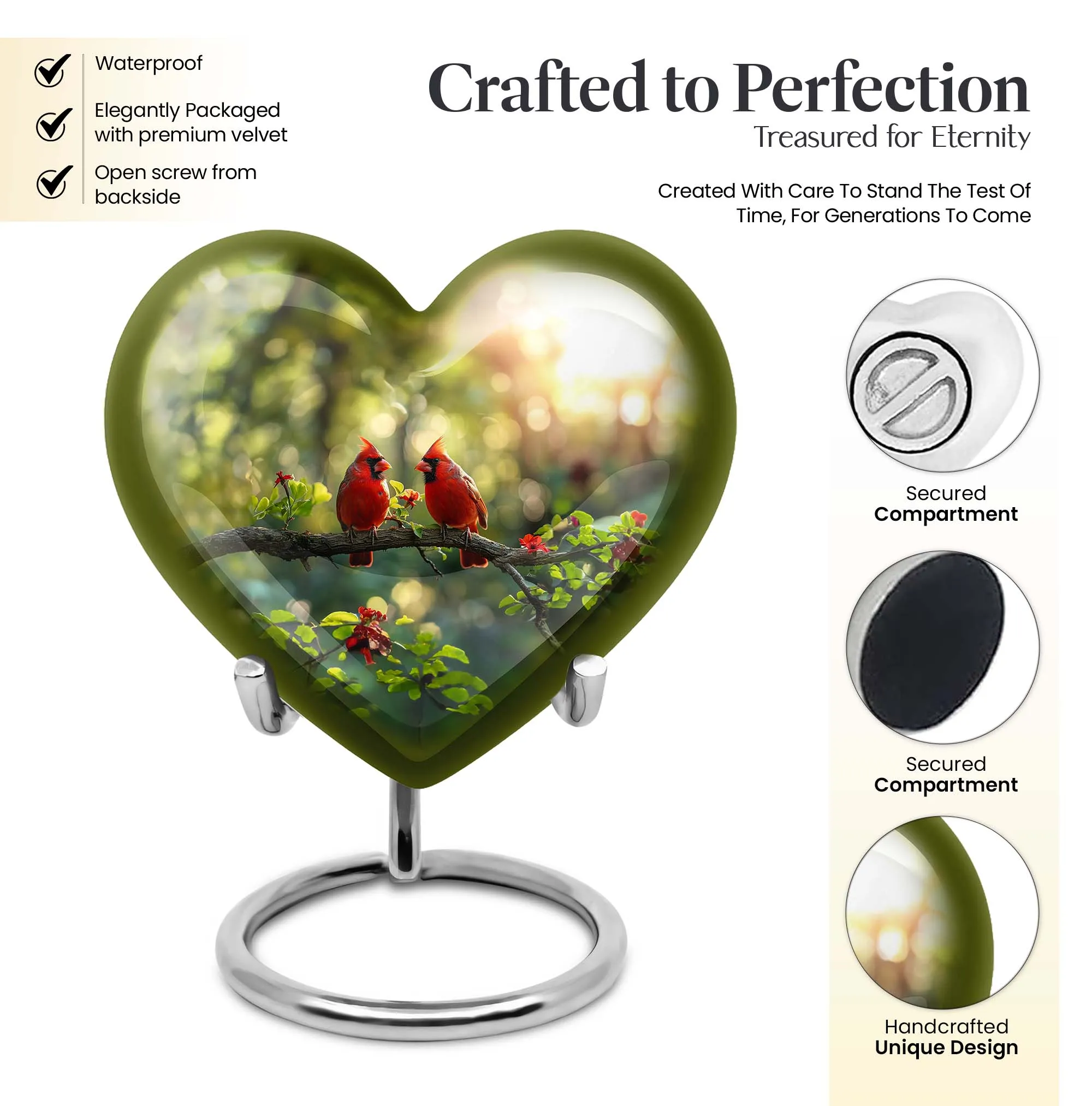 Cardinal Bird Cremation Urn: Honorable Medium-Sized Resting Place