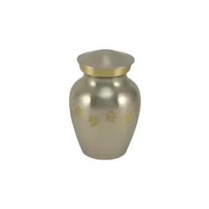 Classic Paw Pewter Cremation Urn | Petite Size For Dog or Cat | Holds up to a 25 # Pet