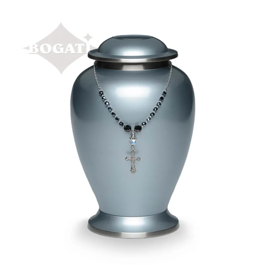 CLEARANCE - Urn Adornment  - MI-9 Gothic Cross with Black & Crystal Beads