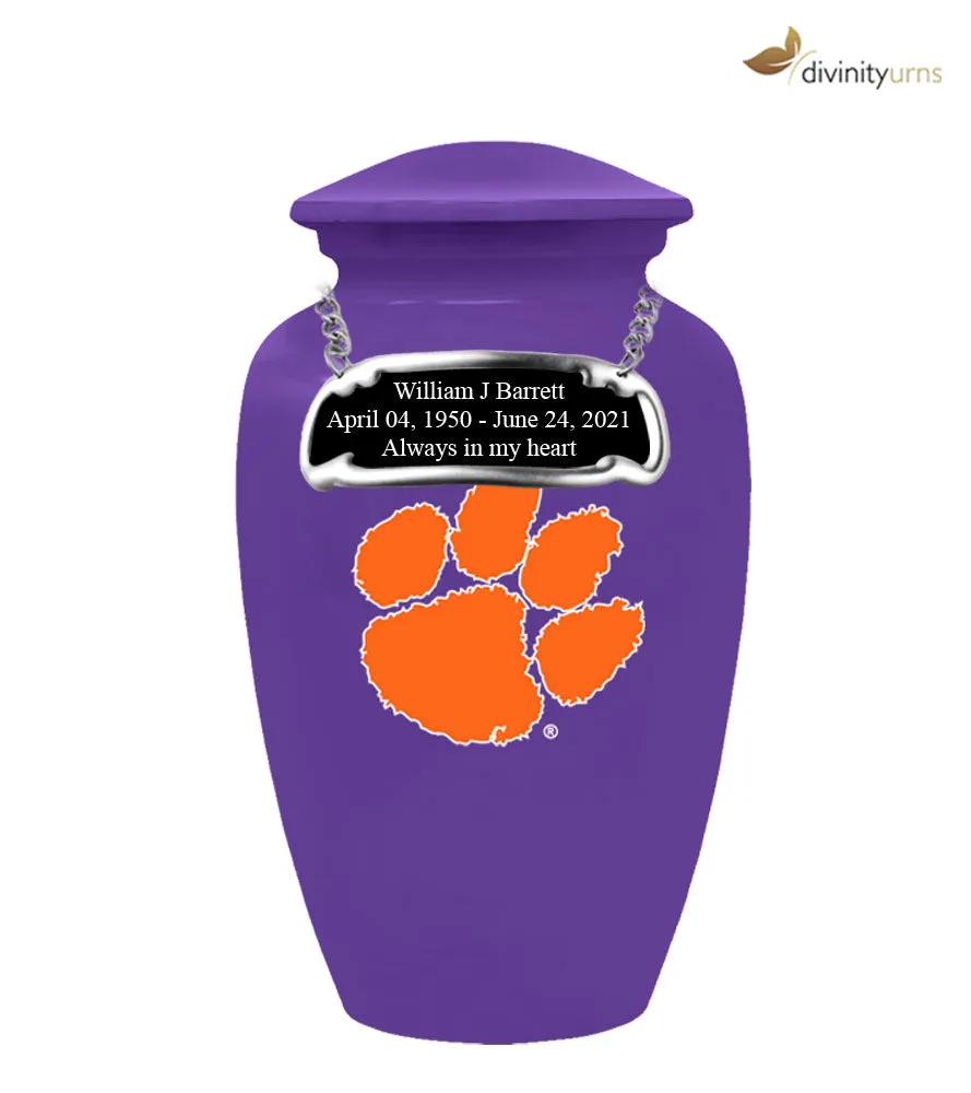 Clemson University Tigers Purple Urn with Orange Paw