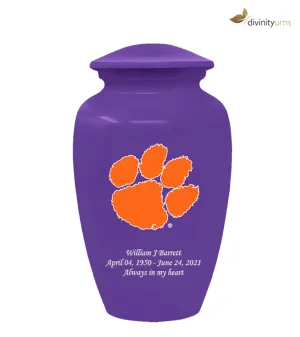 Clemson University Tigers Purple Urn with Orange Paw
