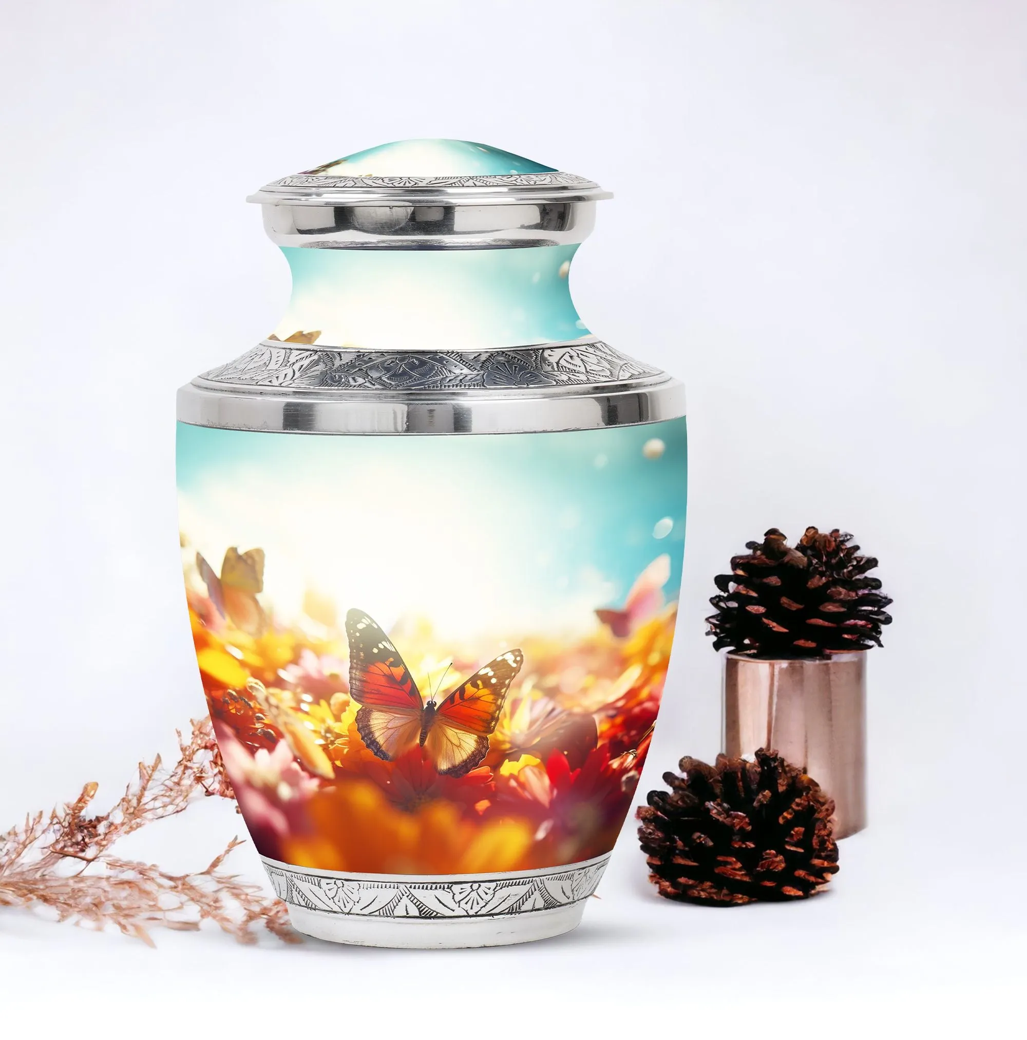 Colorful Butterflies Cremation Urns for Women, Adult Urn for Ashes