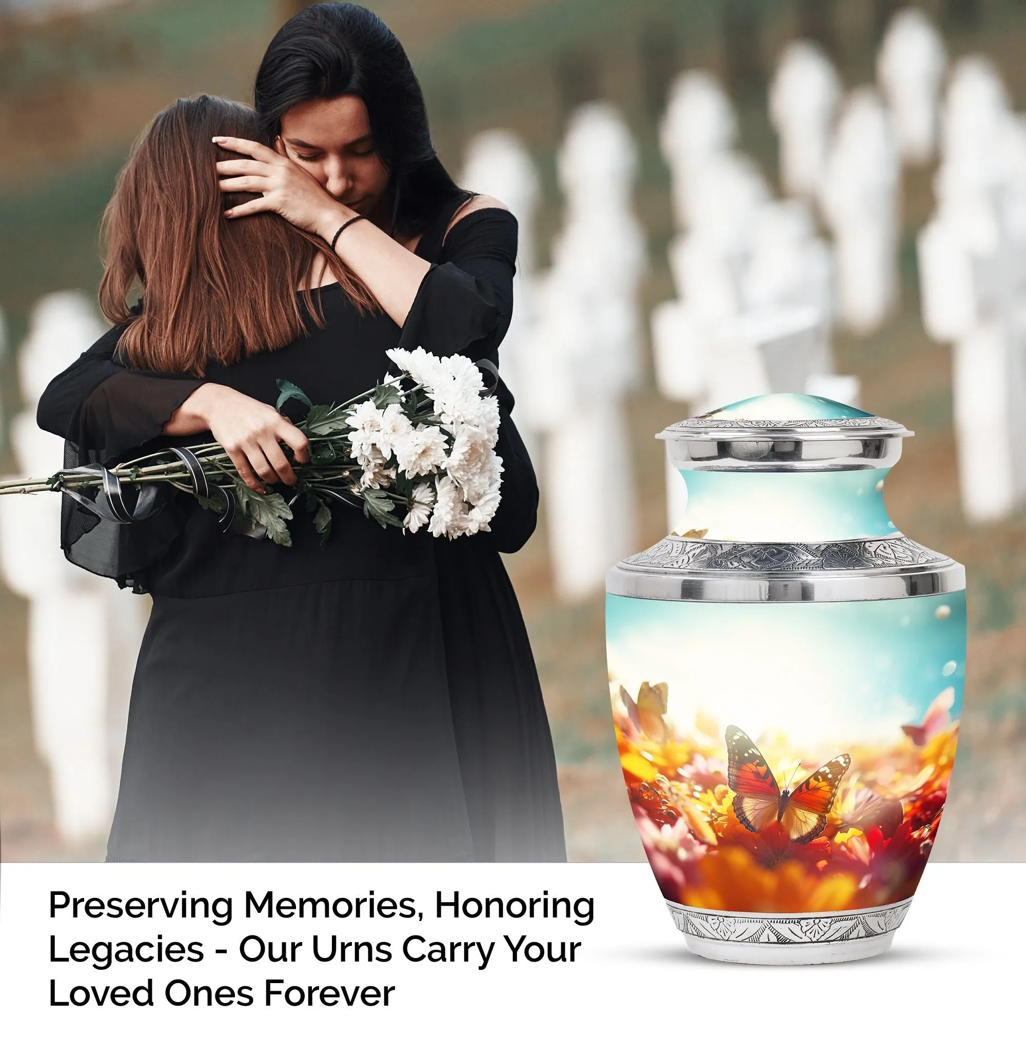 Colorful Butterflies Cremation Urns for Women, Adult Urn for Ashes