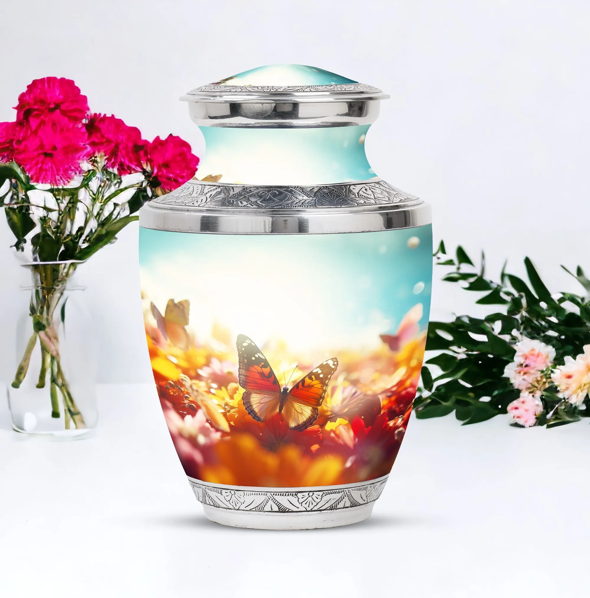 Colorful Butterflies Cremation Urns for Women, Adult Urn for Ashes