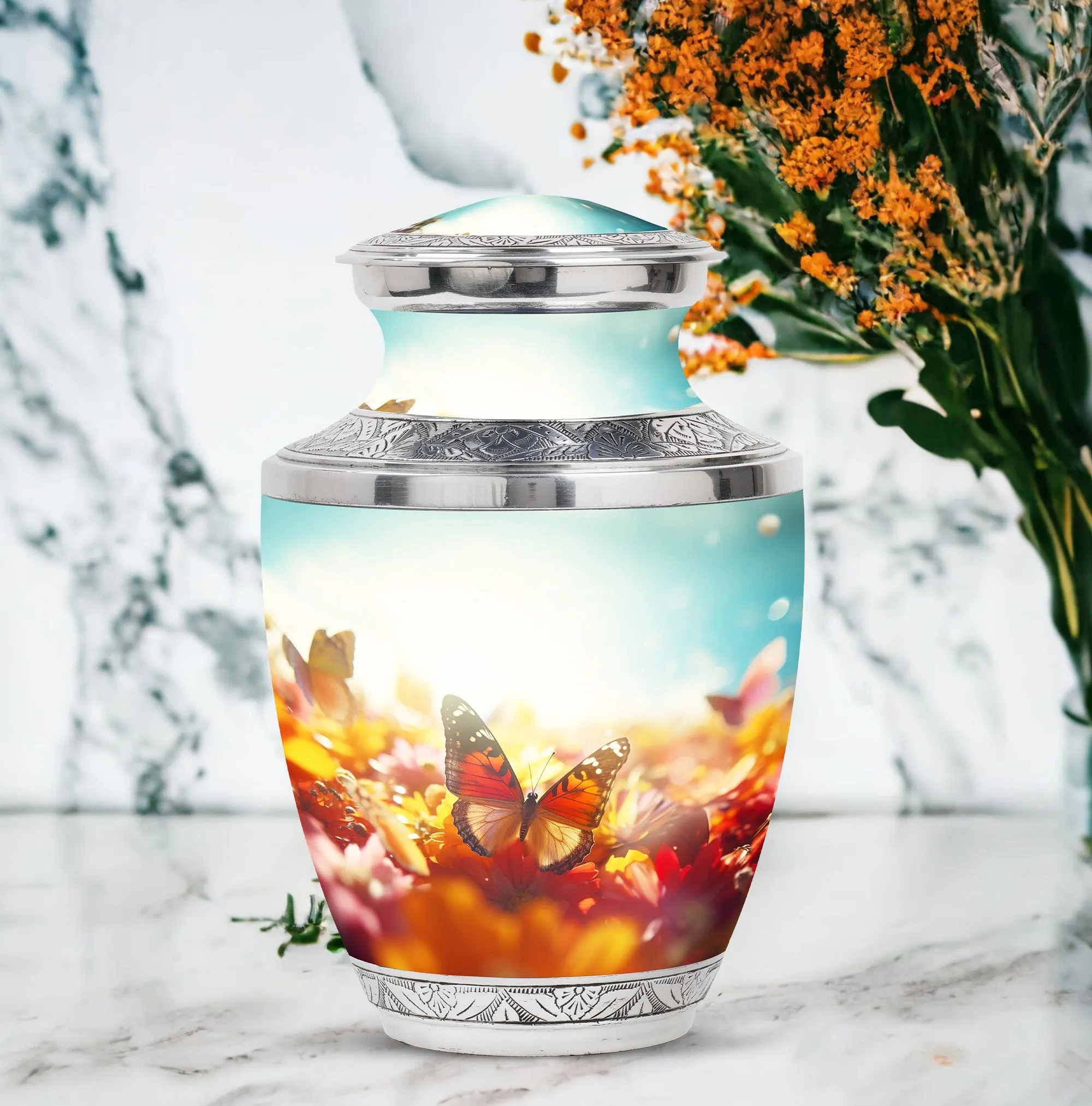 Colorful Butterflies Cremation Urns for Women, Adult Urn for Ashes