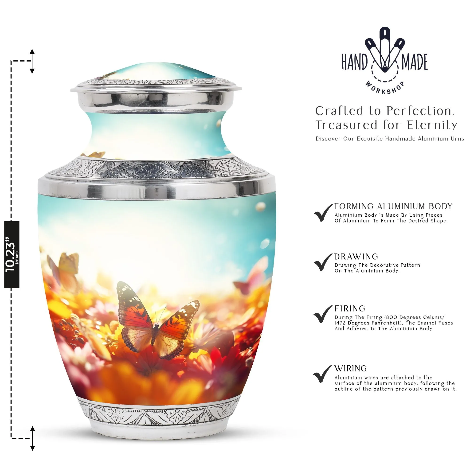 Colorful Butterflies Cremation Urns for Women, Adult Urn for Ashes