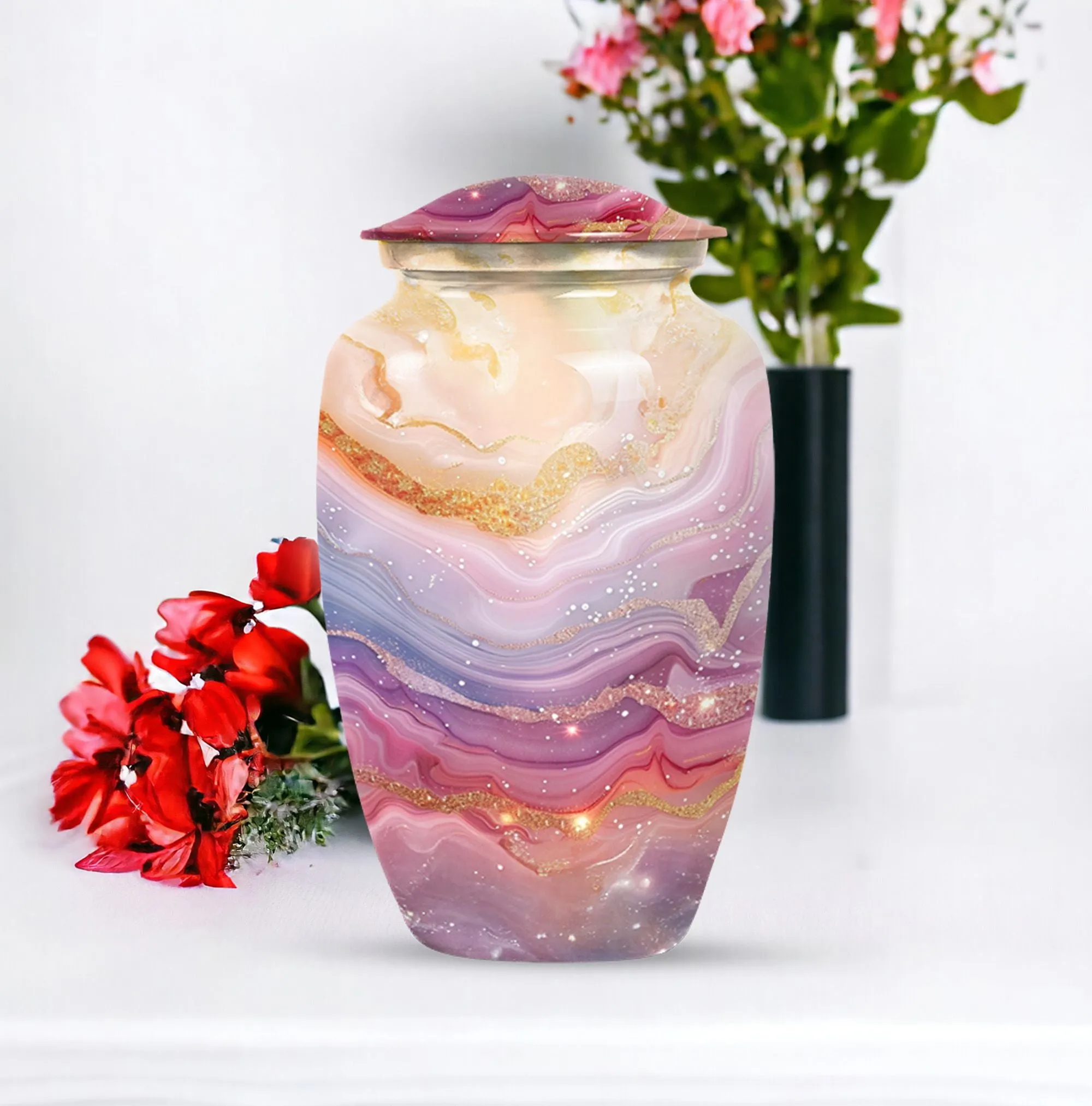 Colourful Swirl Cremation Urn - Vessel For Cremated human Ashes