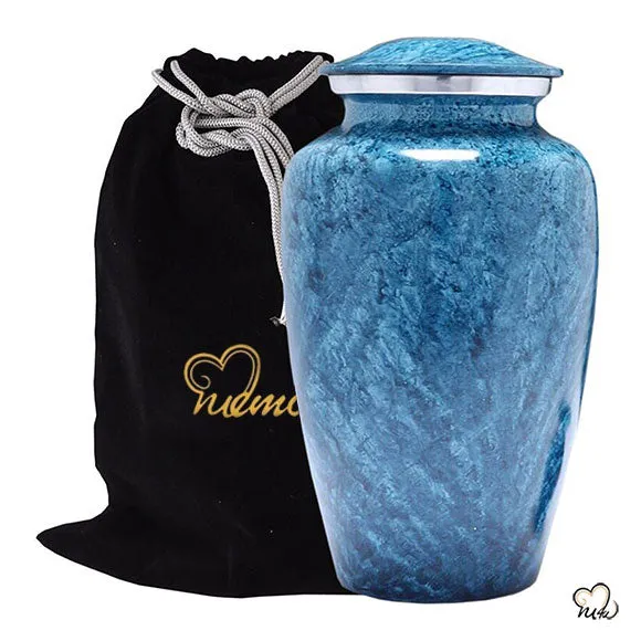 Coral Blue Alloy Cremation Urn