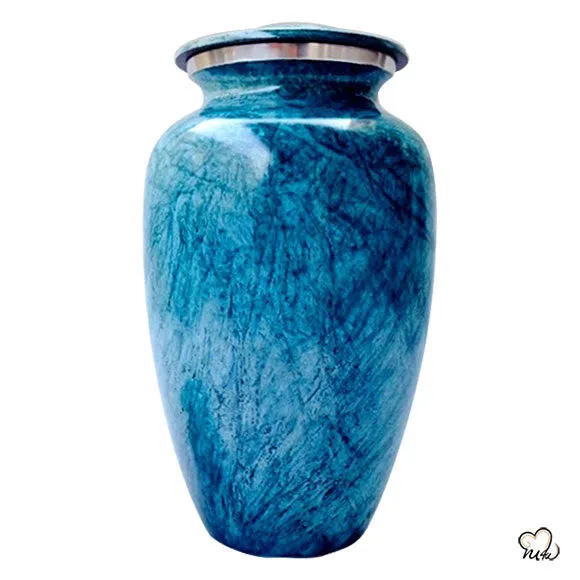 Coral Blue Alloy Cremation Urn