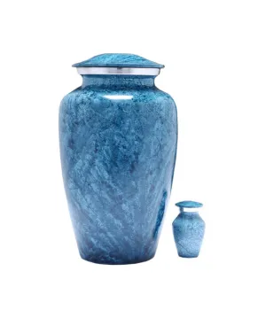 Coral Blue Alloy Cremation Urn