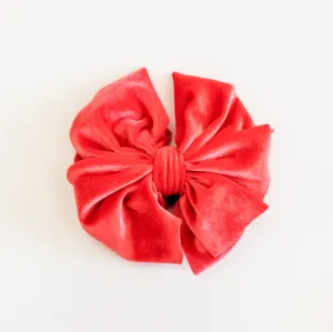 Coral Velvet Messy Bow