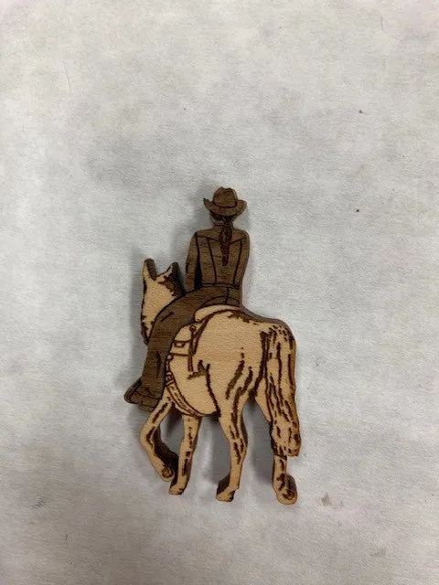 Cowboy & Horse Road Home Wood Art Cremation Urn