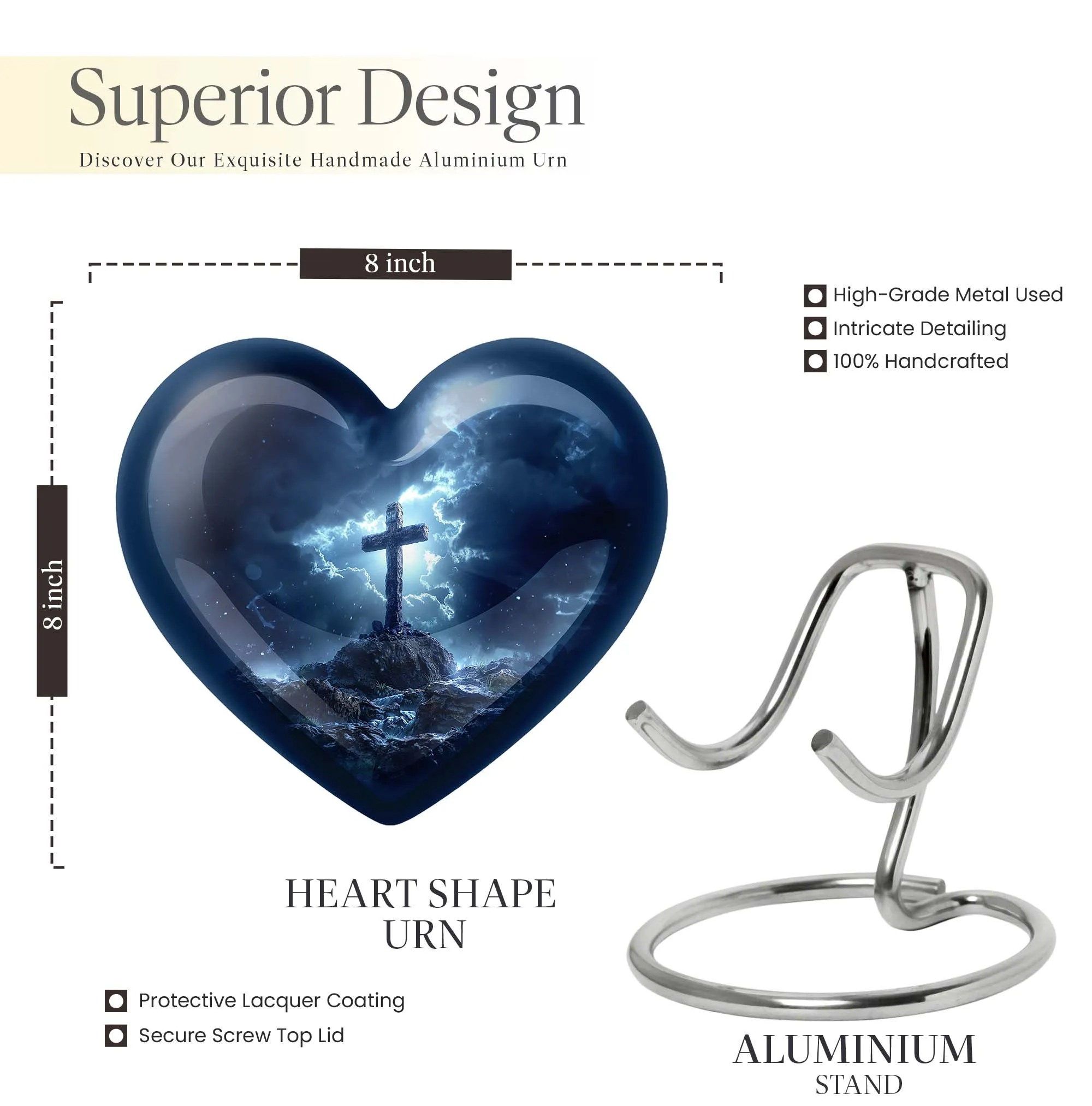 Cross Heart Memorials: Distinctive Urn for Male Cremains