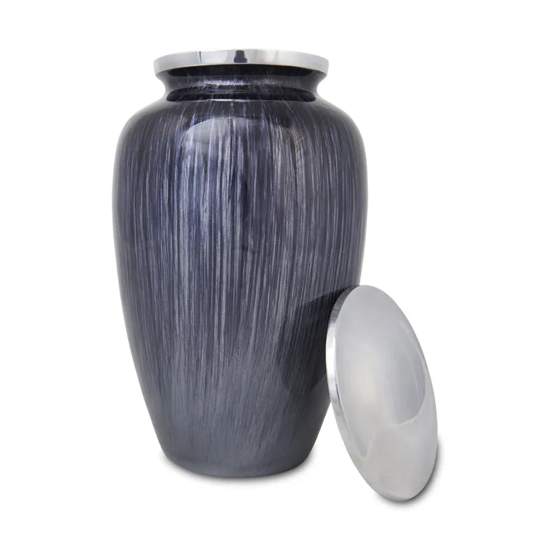 Dark Blue Enamel Finished Metal Alloy Cremation Urn In Large