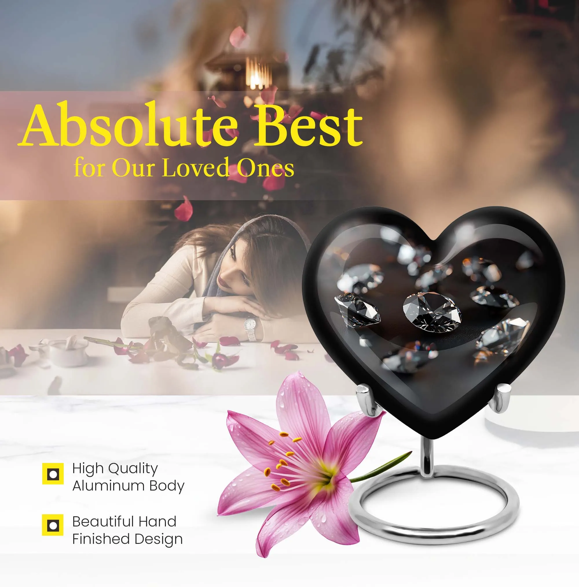 Diamond Urn - Elegant Burial Funeral Cremation for Loved Ones