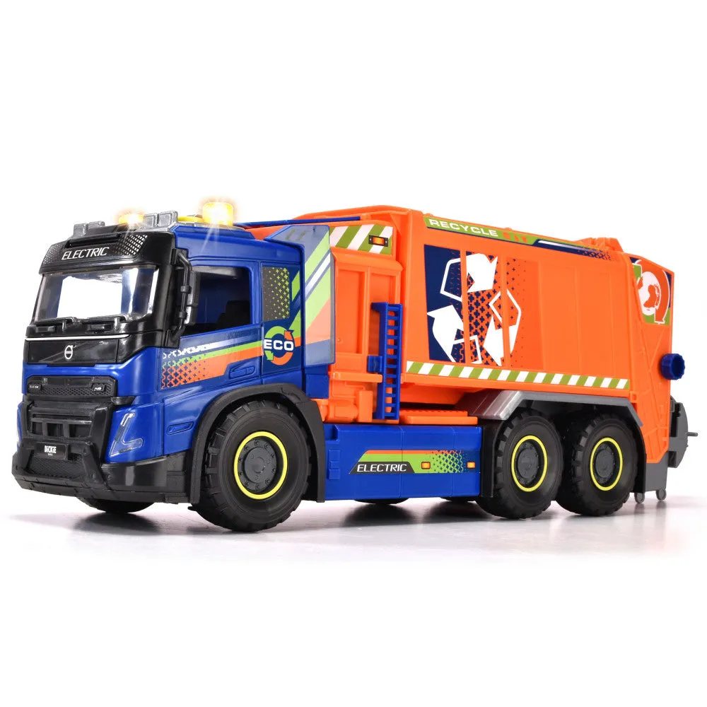 Dickie Toys Volvo FMX Giant Garbage Truck with Lights & Sounds, Blue & Orange - Ages 3 