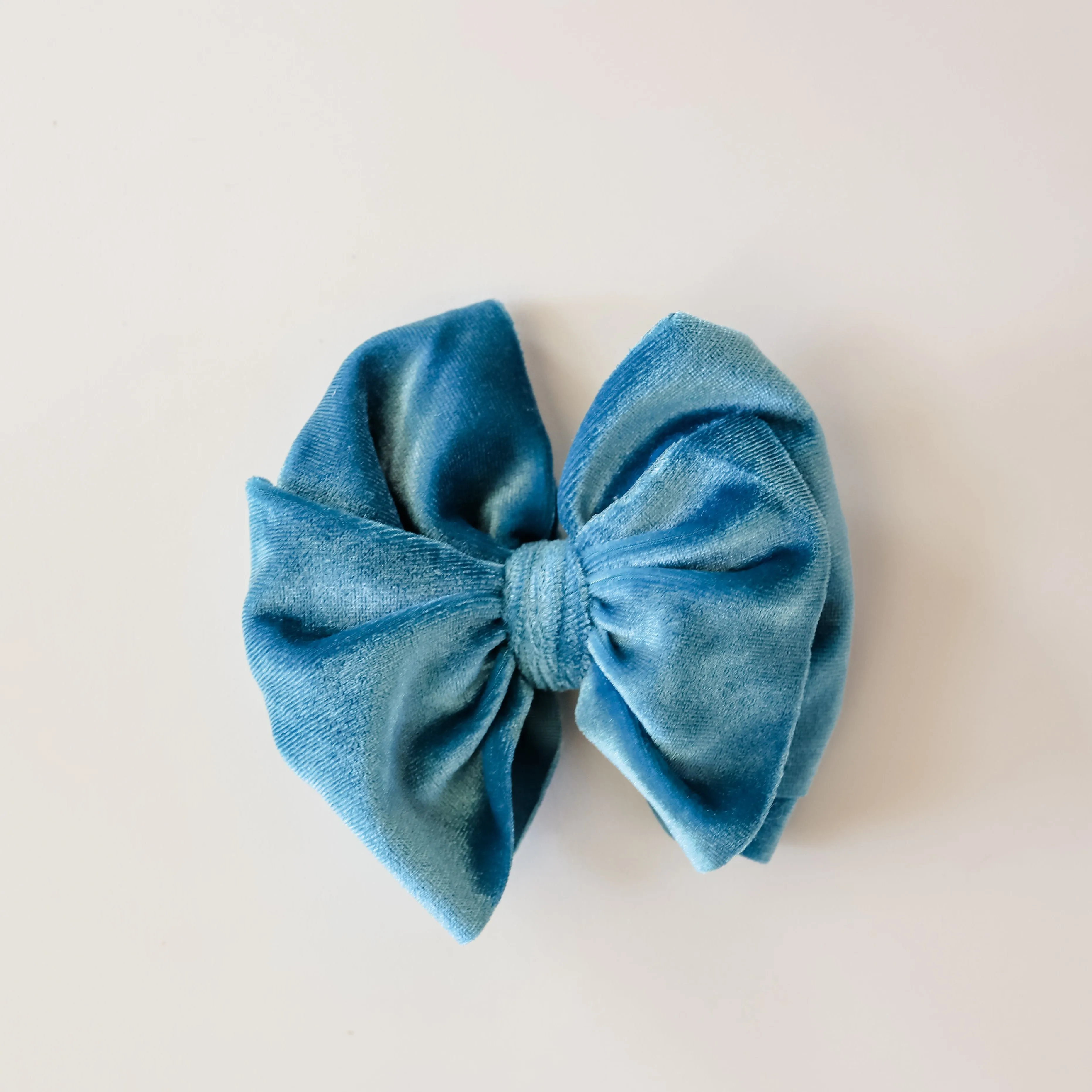Dusty Blue Velvet Messy Bow