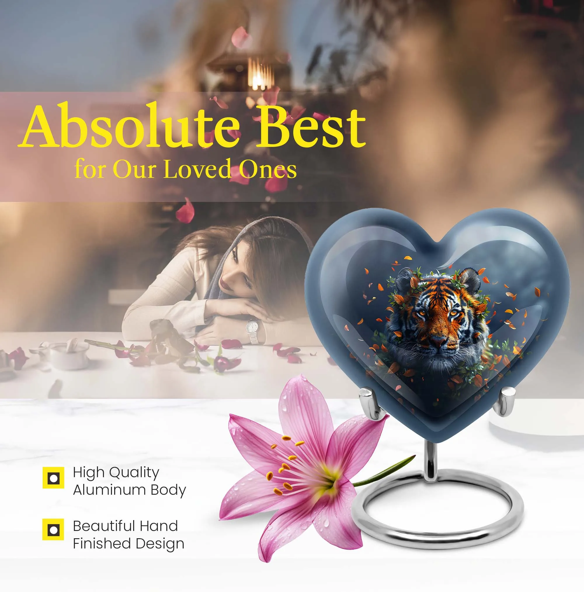 Eternity's Embrace: The Tiger's Heart Memorial Urn for Cremated Remains
