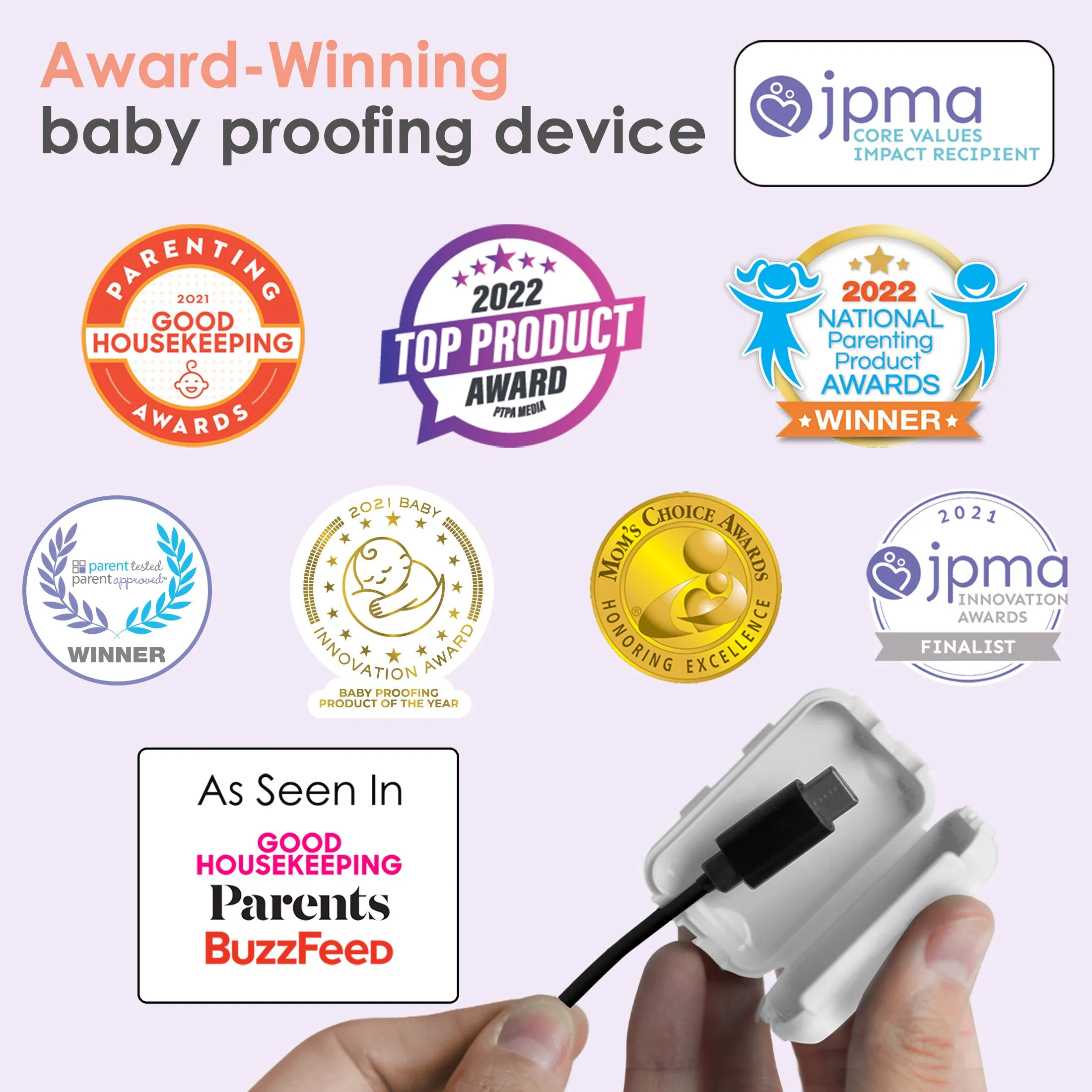 Geddy's Mom Watch Your Mouth - Baby Proofing USB Charger Safety Cover - White 6 Pack