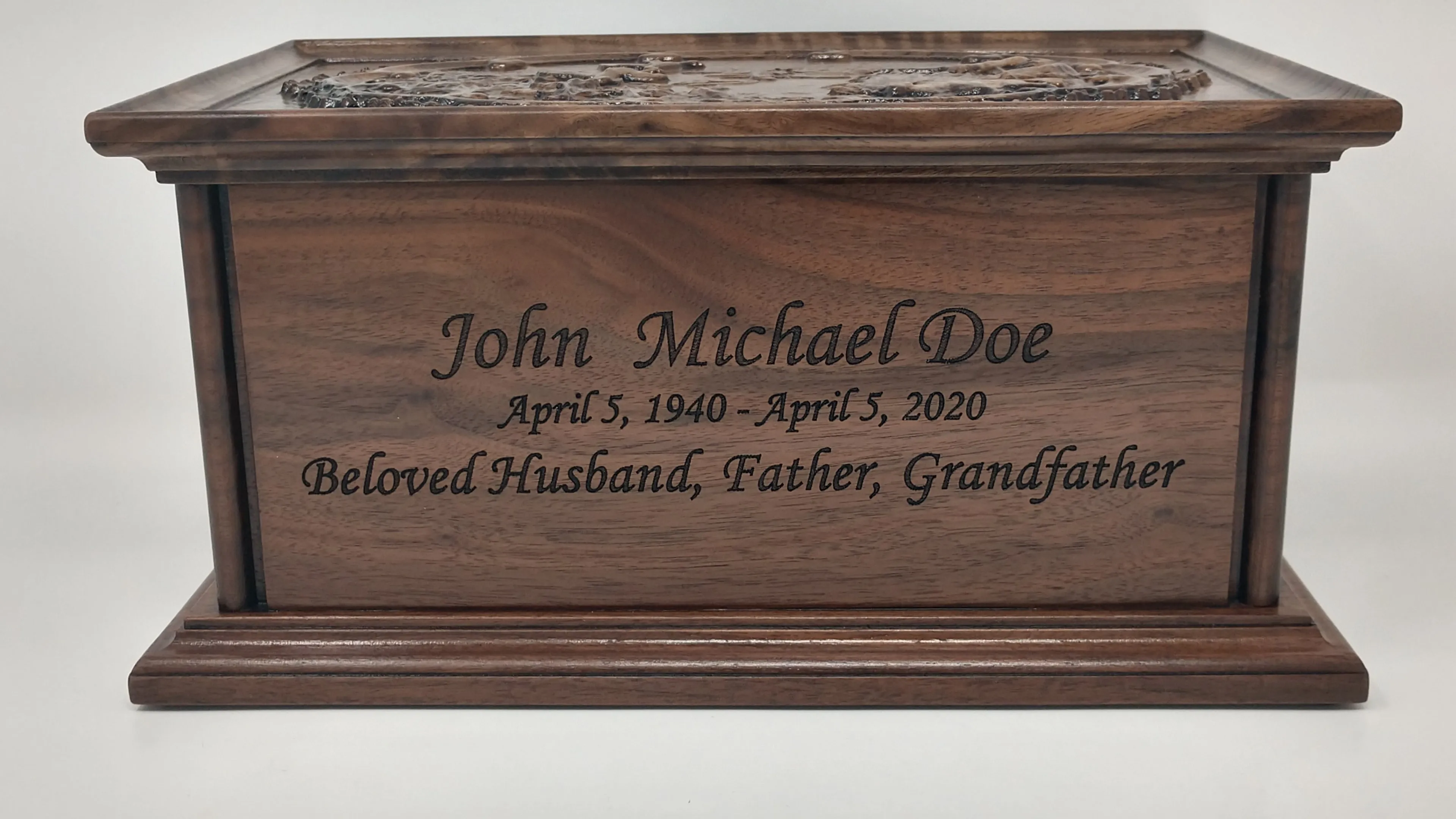 Hand-Carved Cremation Urn with Jesus Our Shepherd