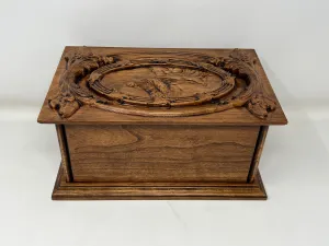 Hand-Carved Cremation Urn with Jesus Praying