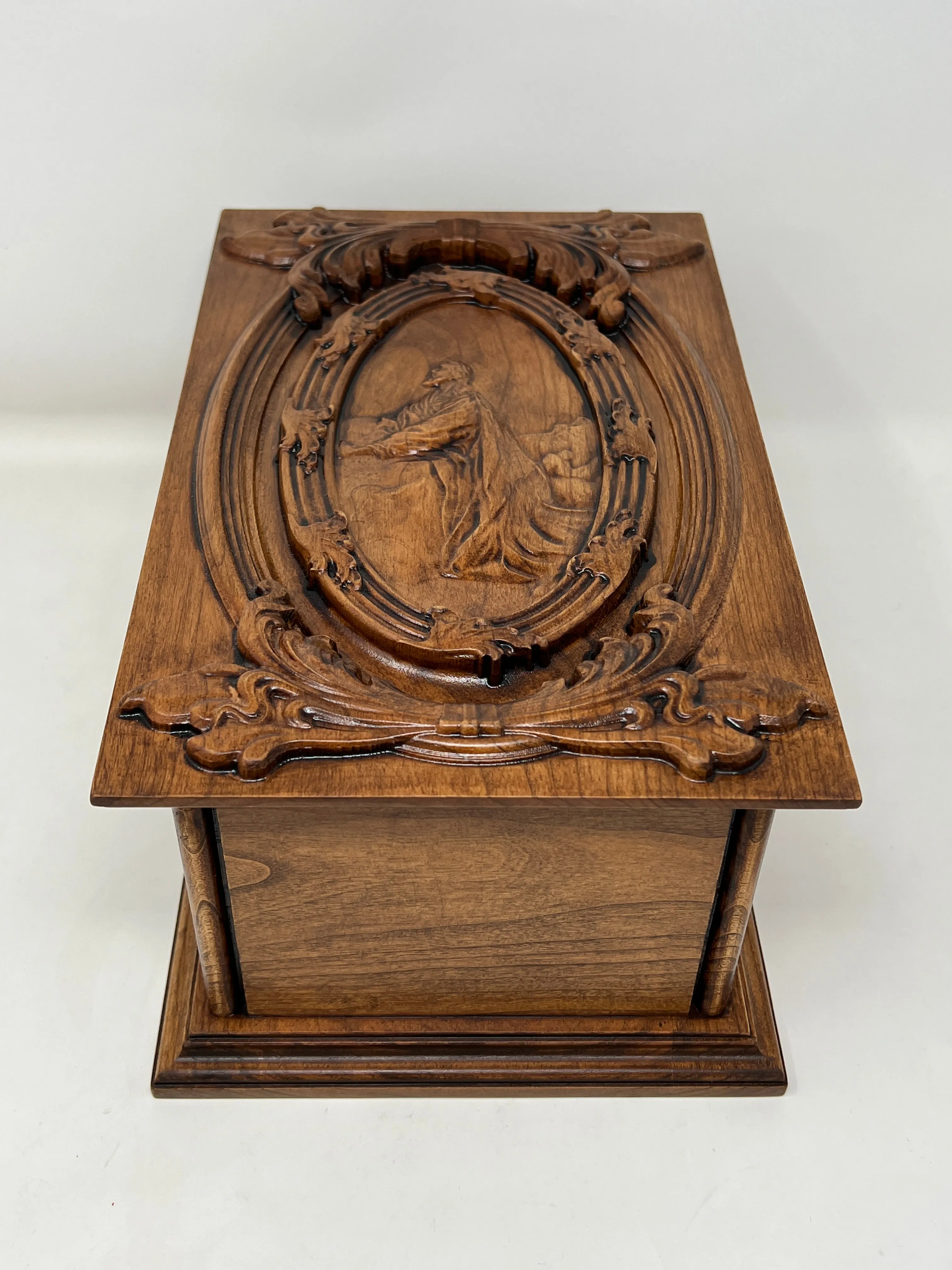 Hand-Carved Cremation Urn with Jesus Praying