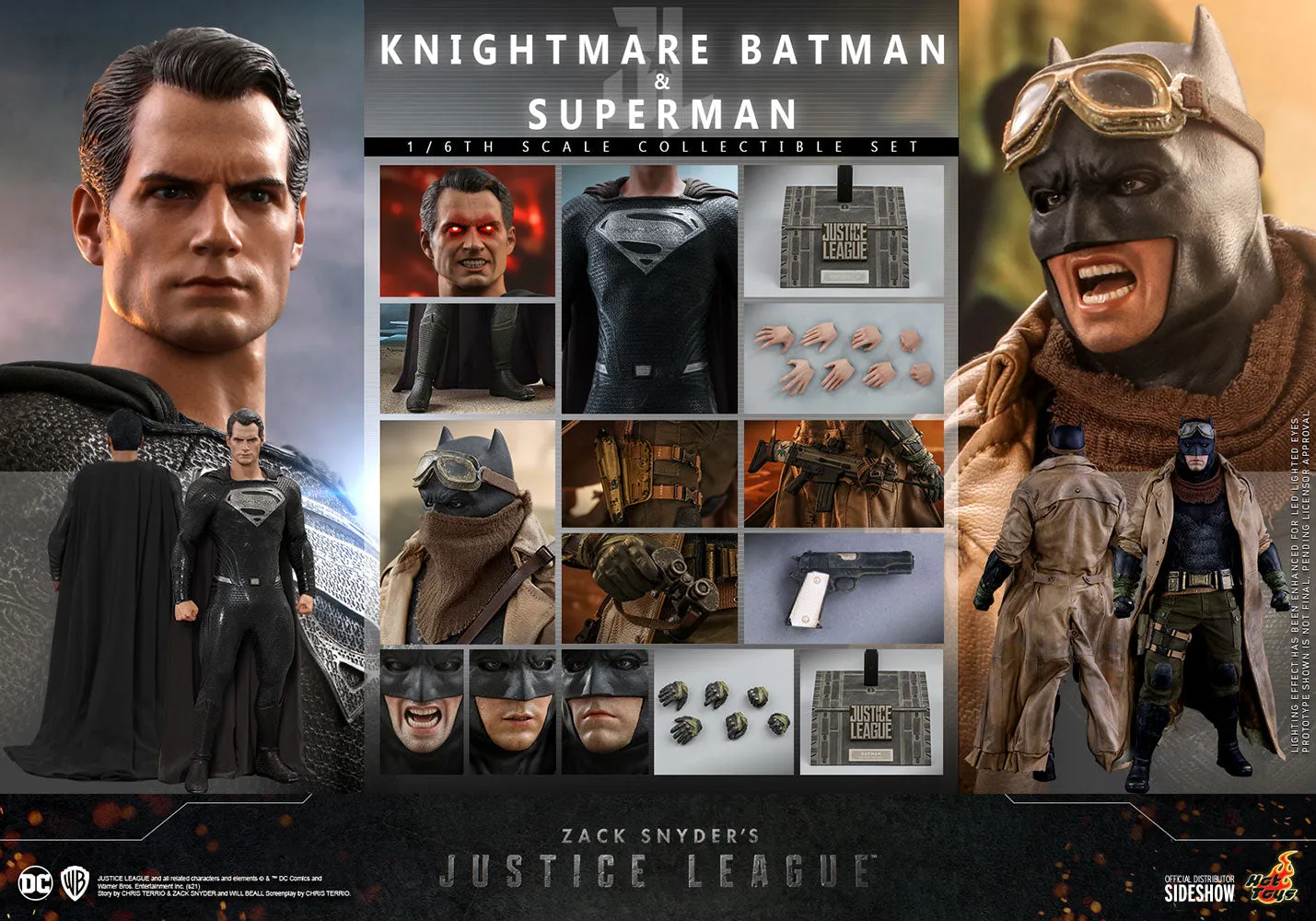 Hot Toys 1/6 DC Zack Snyder’s Justice League Batman (Knightmare) and Superman (Black Suit) Sixth Scale Figure TMS038
