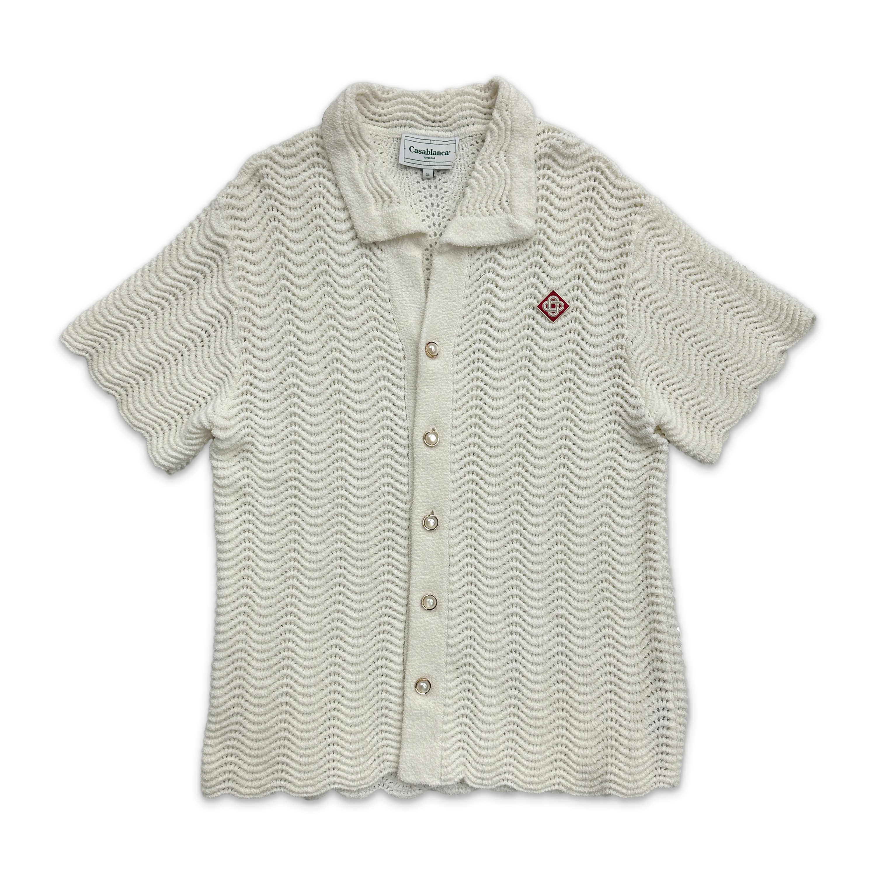 Knit Button Up Shirt Cream
