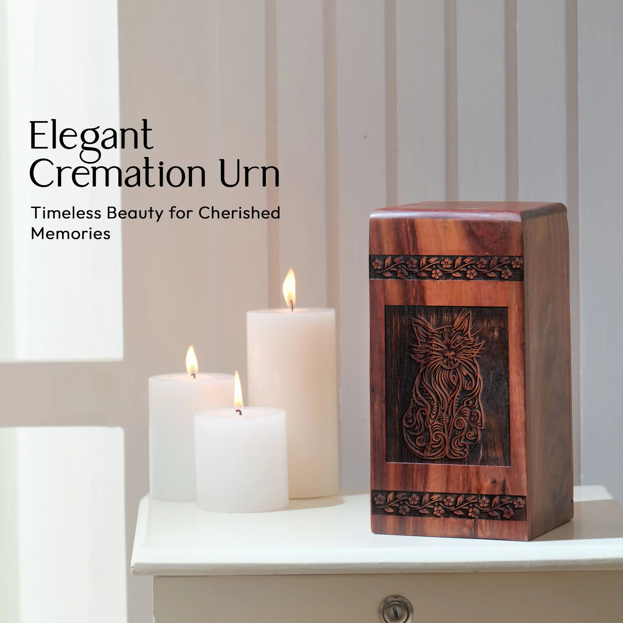Large Wood Cremation Urns for Ashes - Adult and Cat Urn Collection