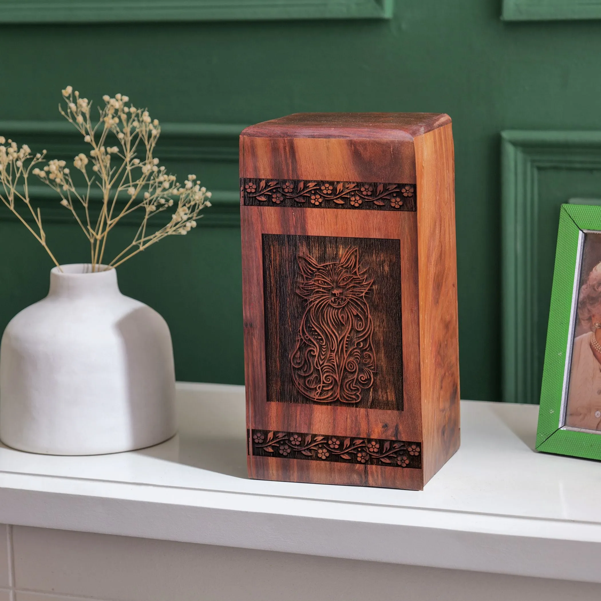 Large Wood Cremation Urns for Ashes - Adult and Cat Urn Collection
