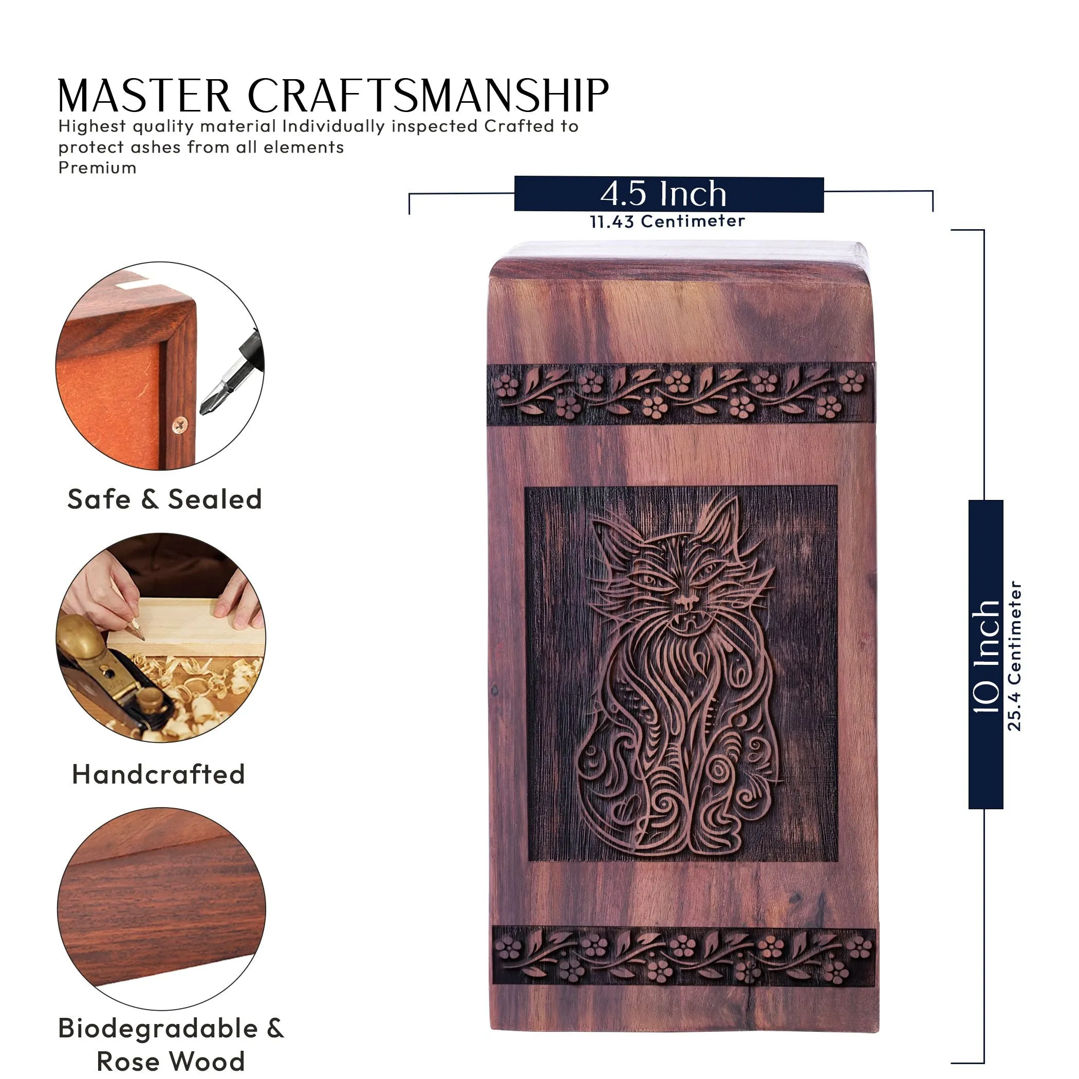 Large Wood Cremation Urns for Ashes - Adult and Cat Urn Collection